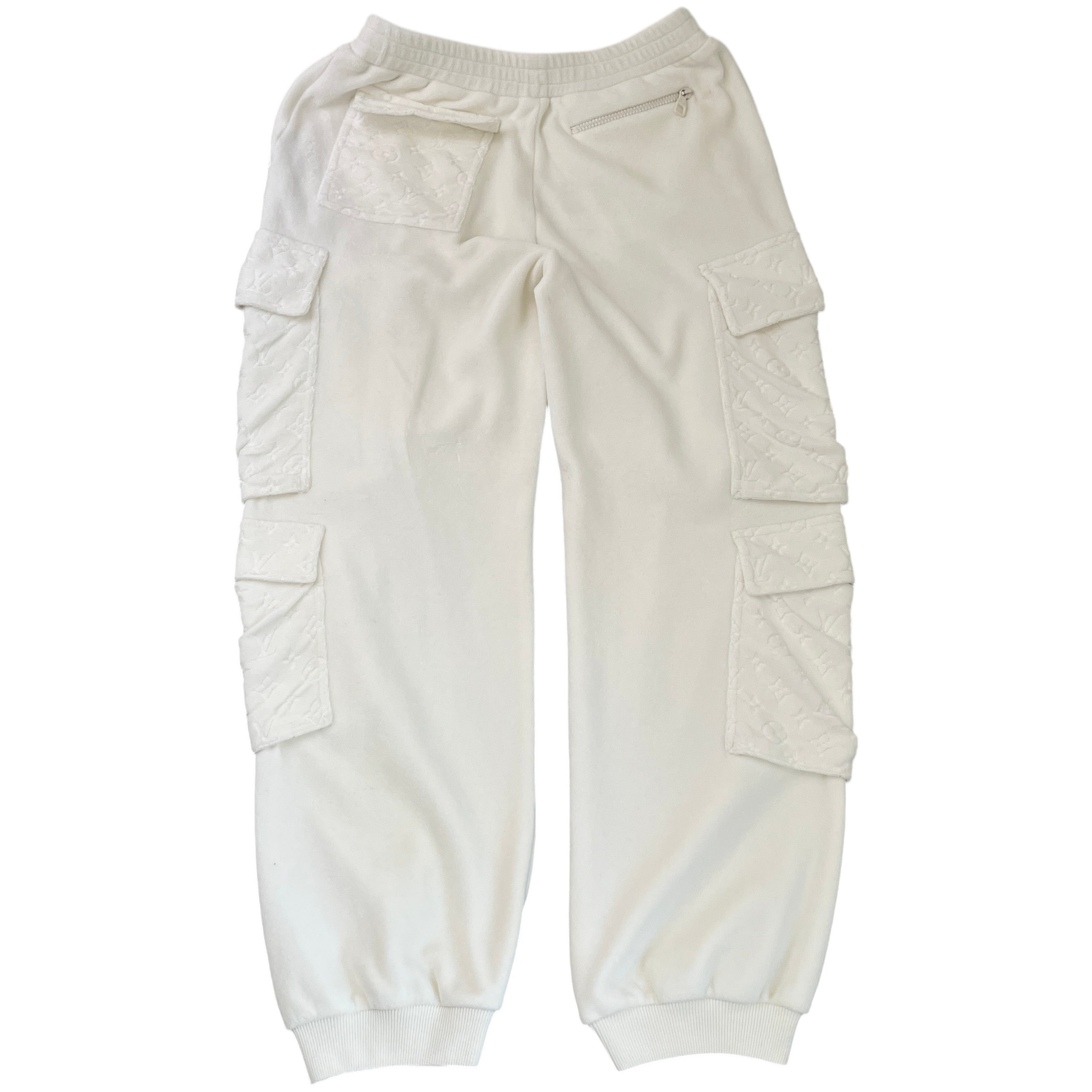 Men's Monogram Velour Joggers White Size XS