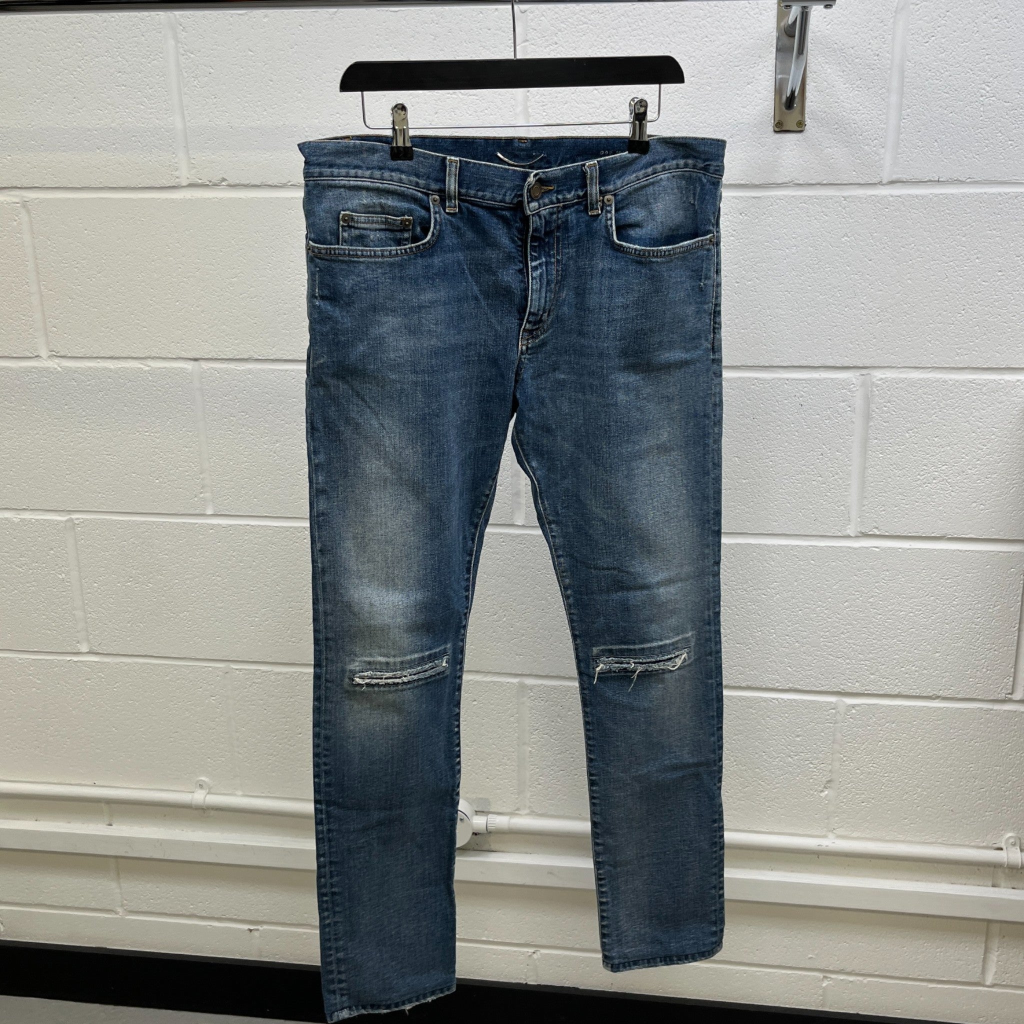 Men's Paris Distressed Jeans Blue Size Waist 33"
