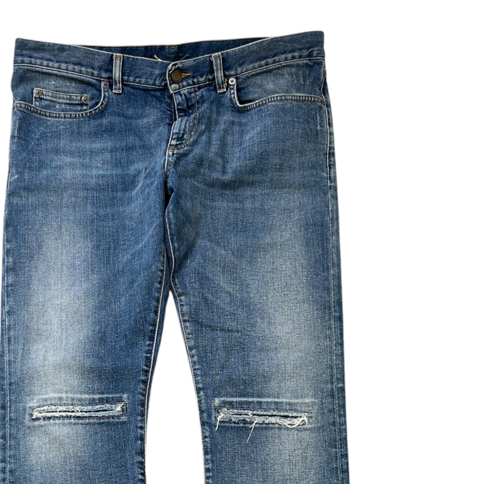 Men's Paris Distressed Jeans Blue Size Waist 33"