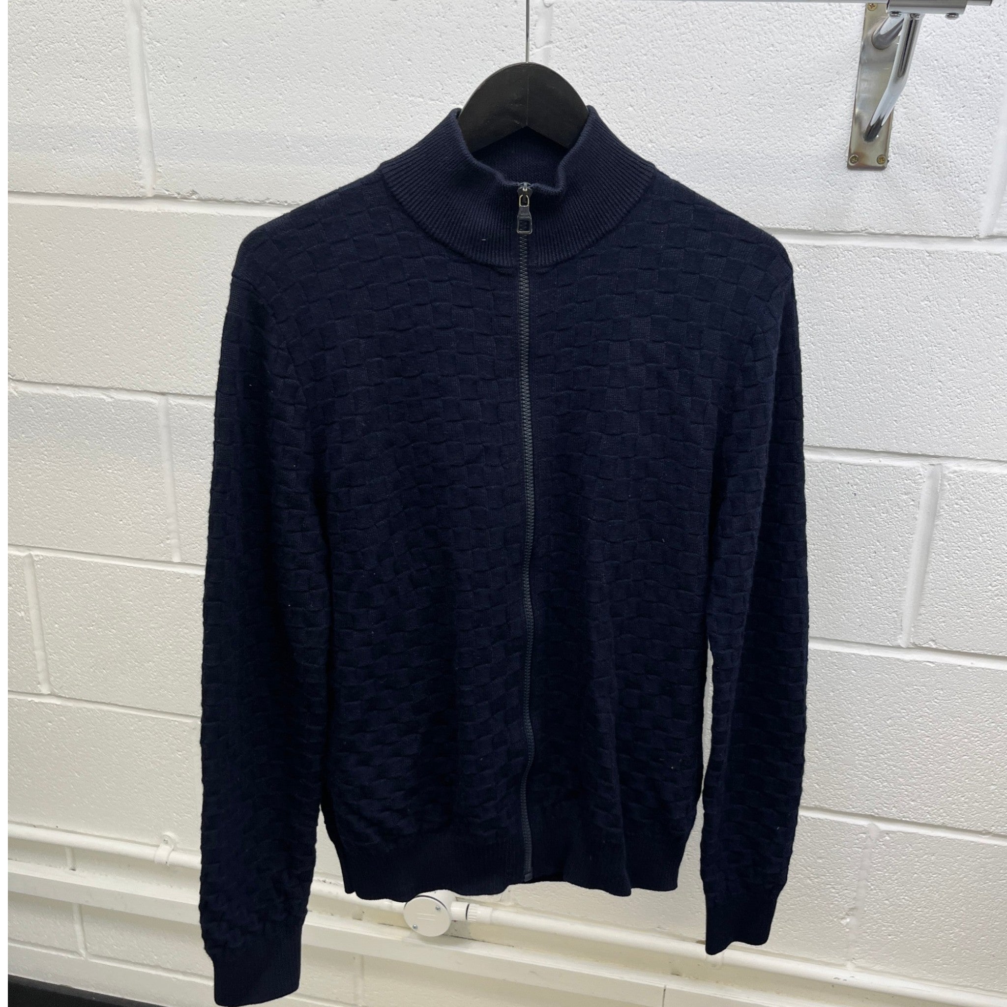 Men's Damier Signature Zip-Through Jumper Navy Size S