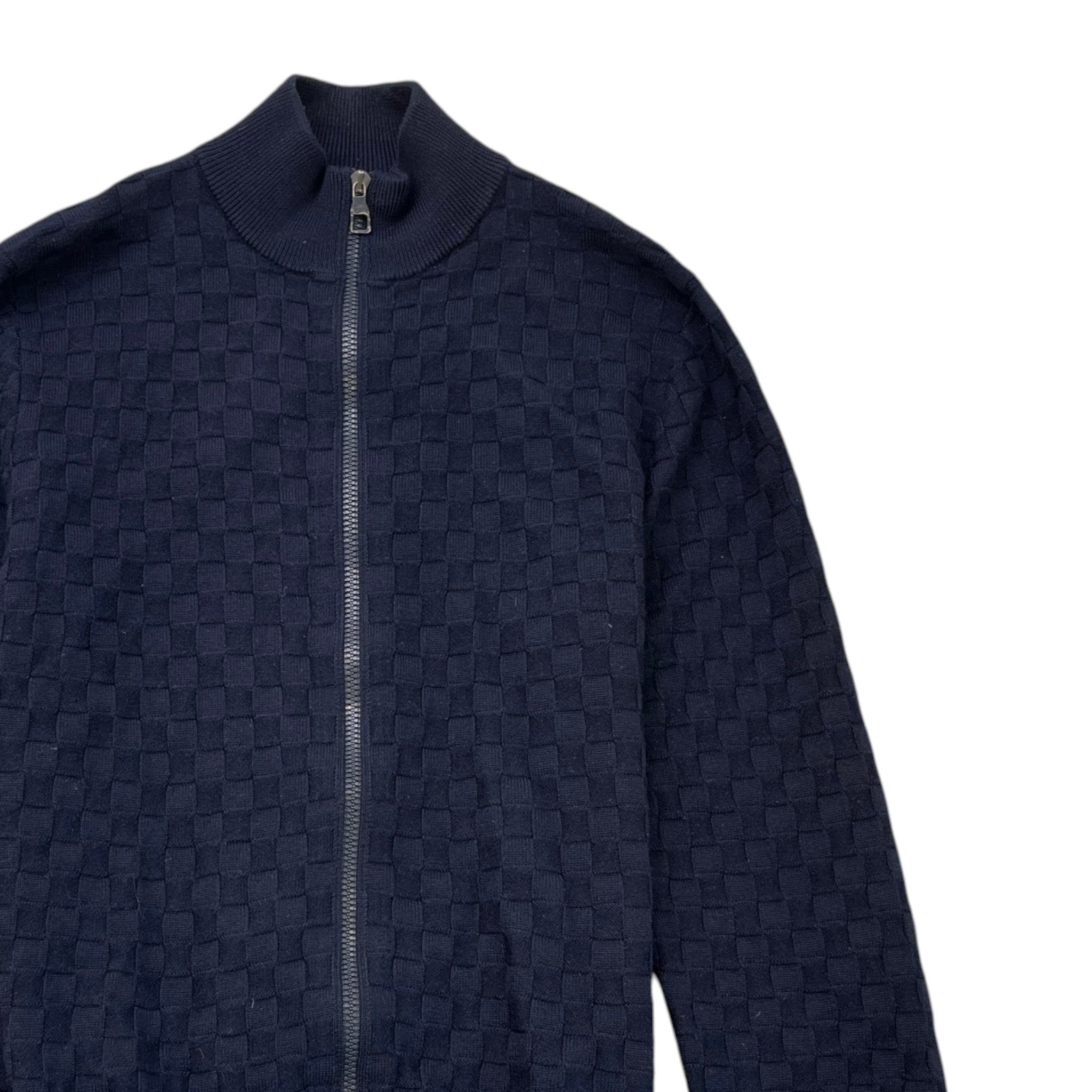 Men's Damier Signature Zip-Through Jumper Navy Size S