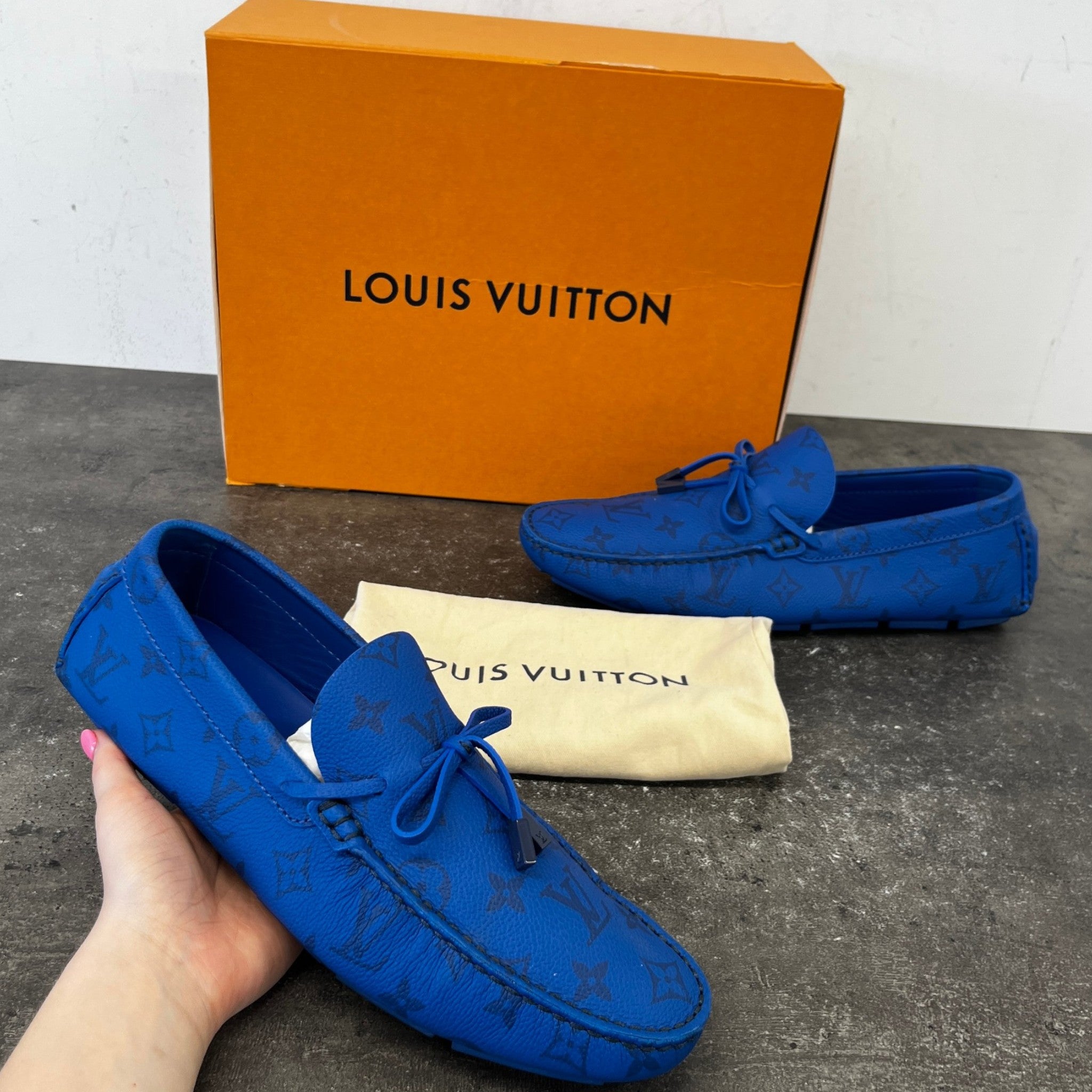 Men's Lv Driver Moccasins Loafers Blue Size EU 42 / UK 8