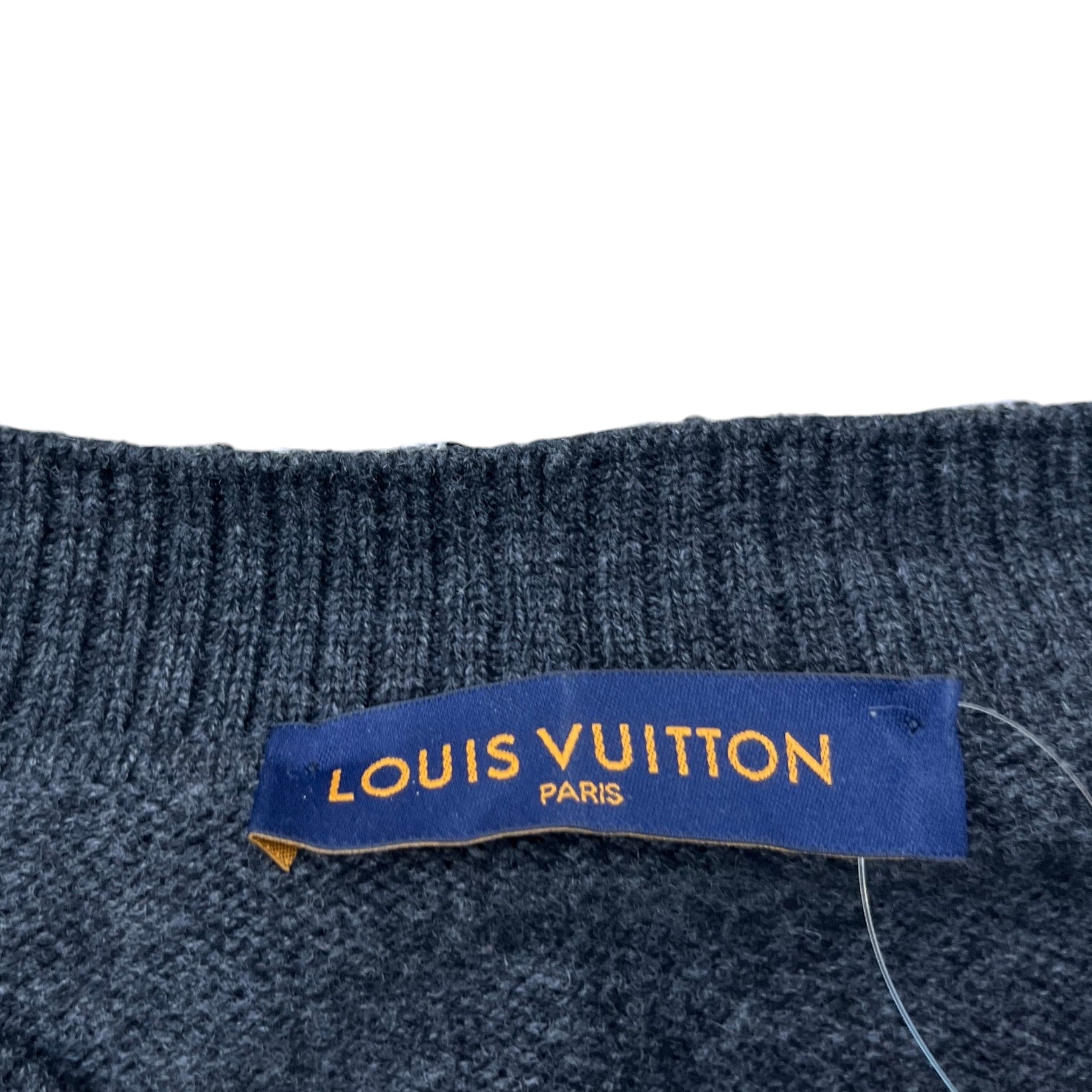 Men's Lv Frequency Embroidered Cardigan Grey Size M