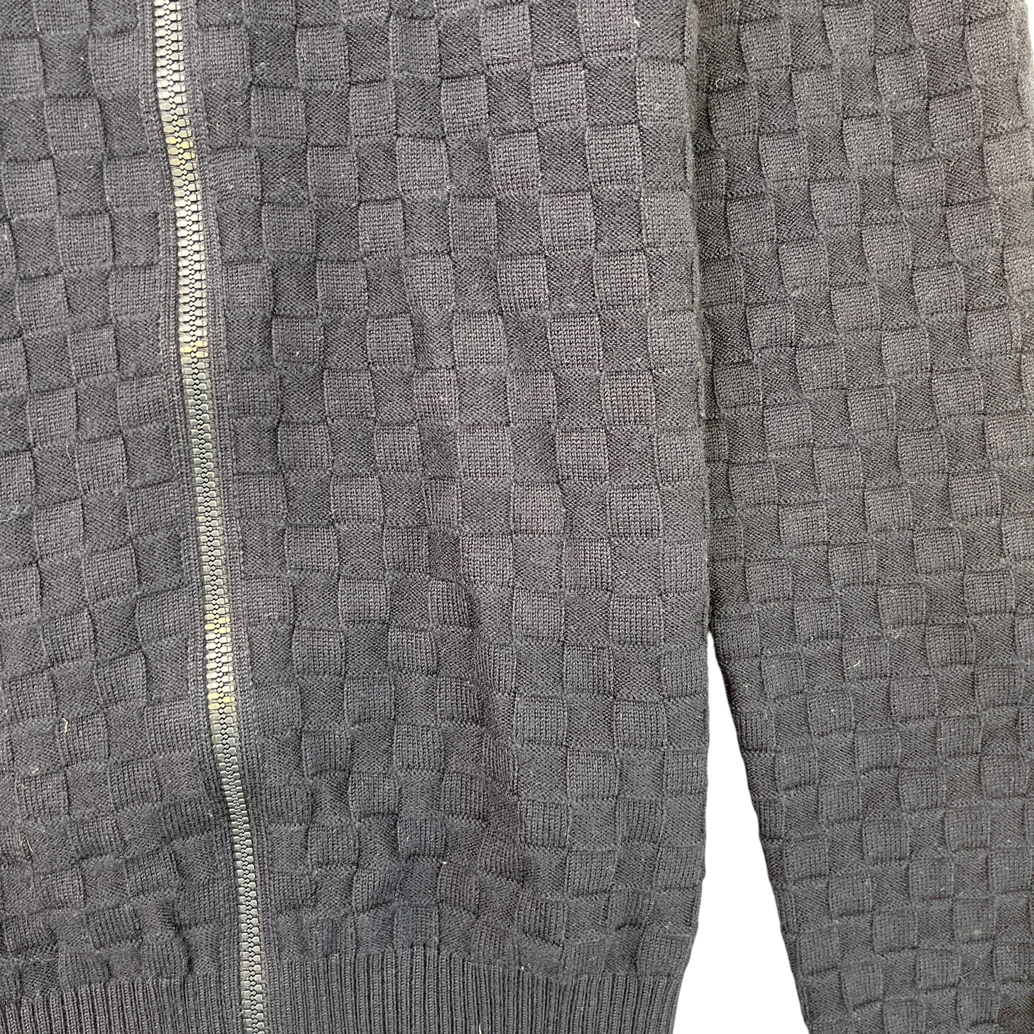 Men's Damier Signature Zip-Through Jumper Navy Size S