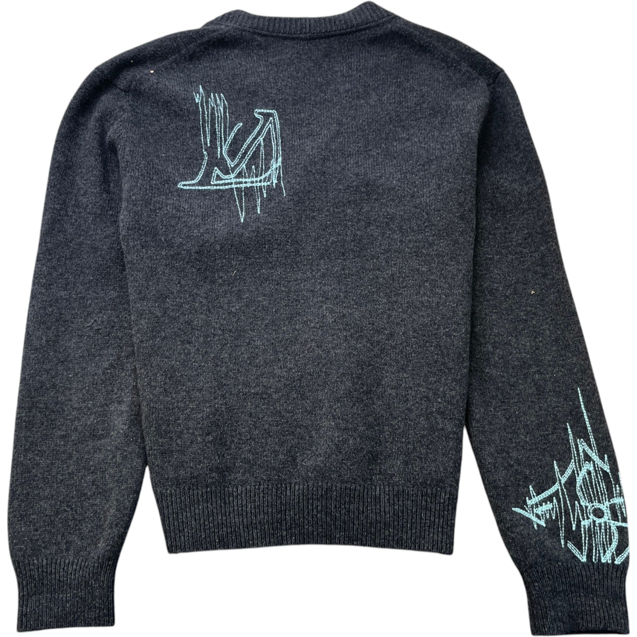 Men's Lv Frequency Embroidered Cardigan Grey Size M