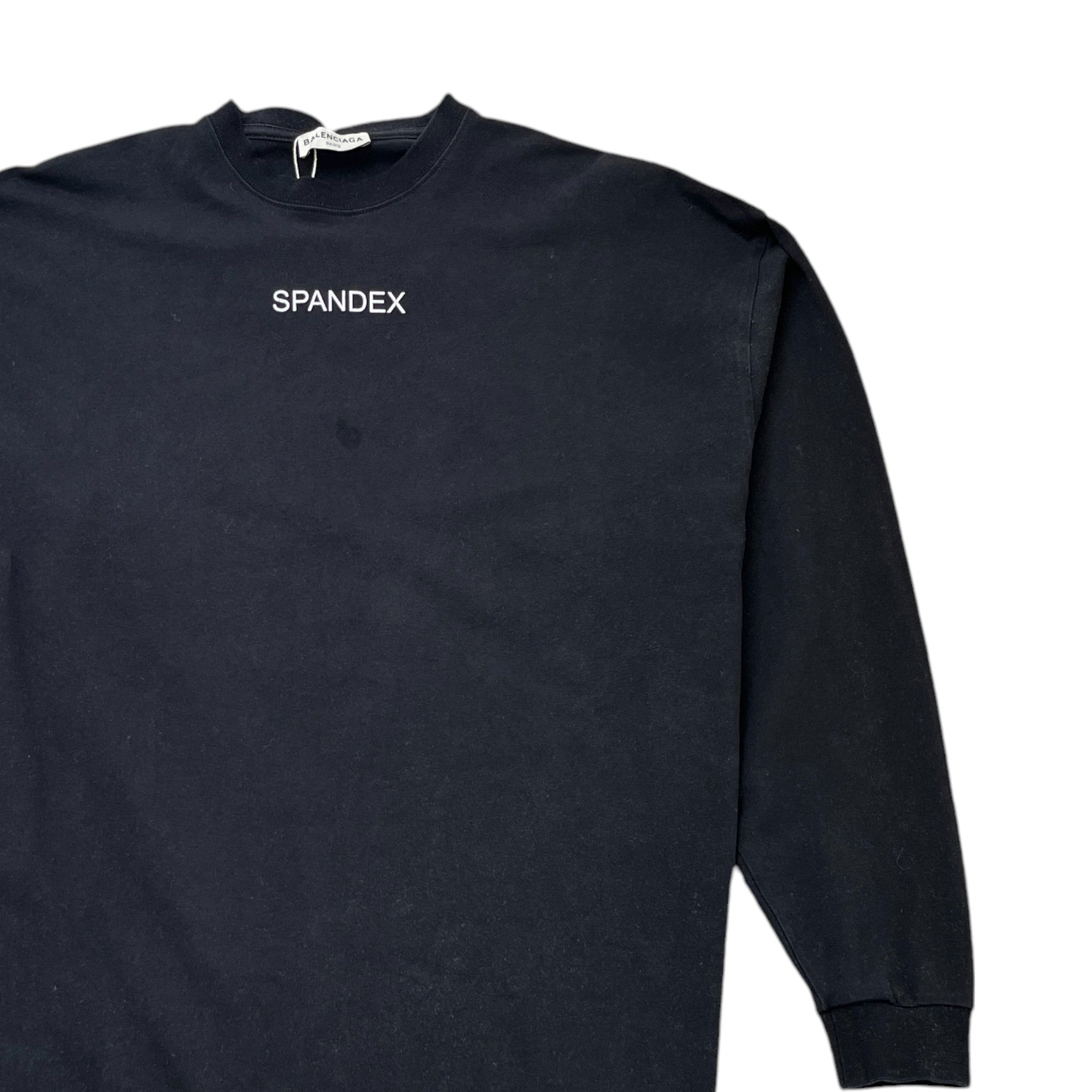 Men's Spandex Logo Print Long Sleeve T-Shirt Black Size M