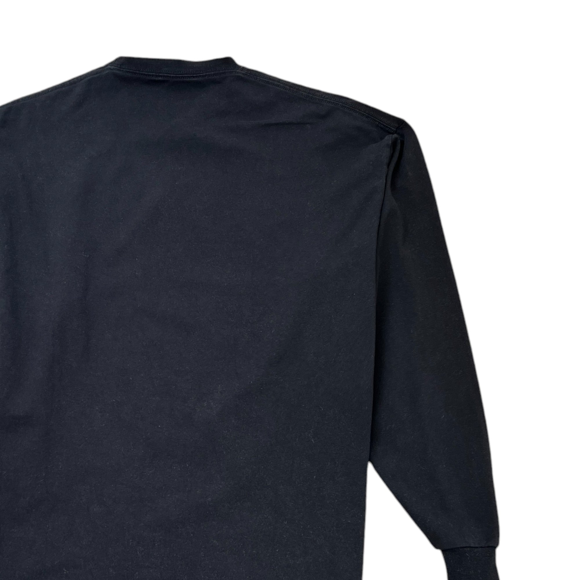 Men's Spandex Logo Print Long Sleeve T-Shirt Black Size M