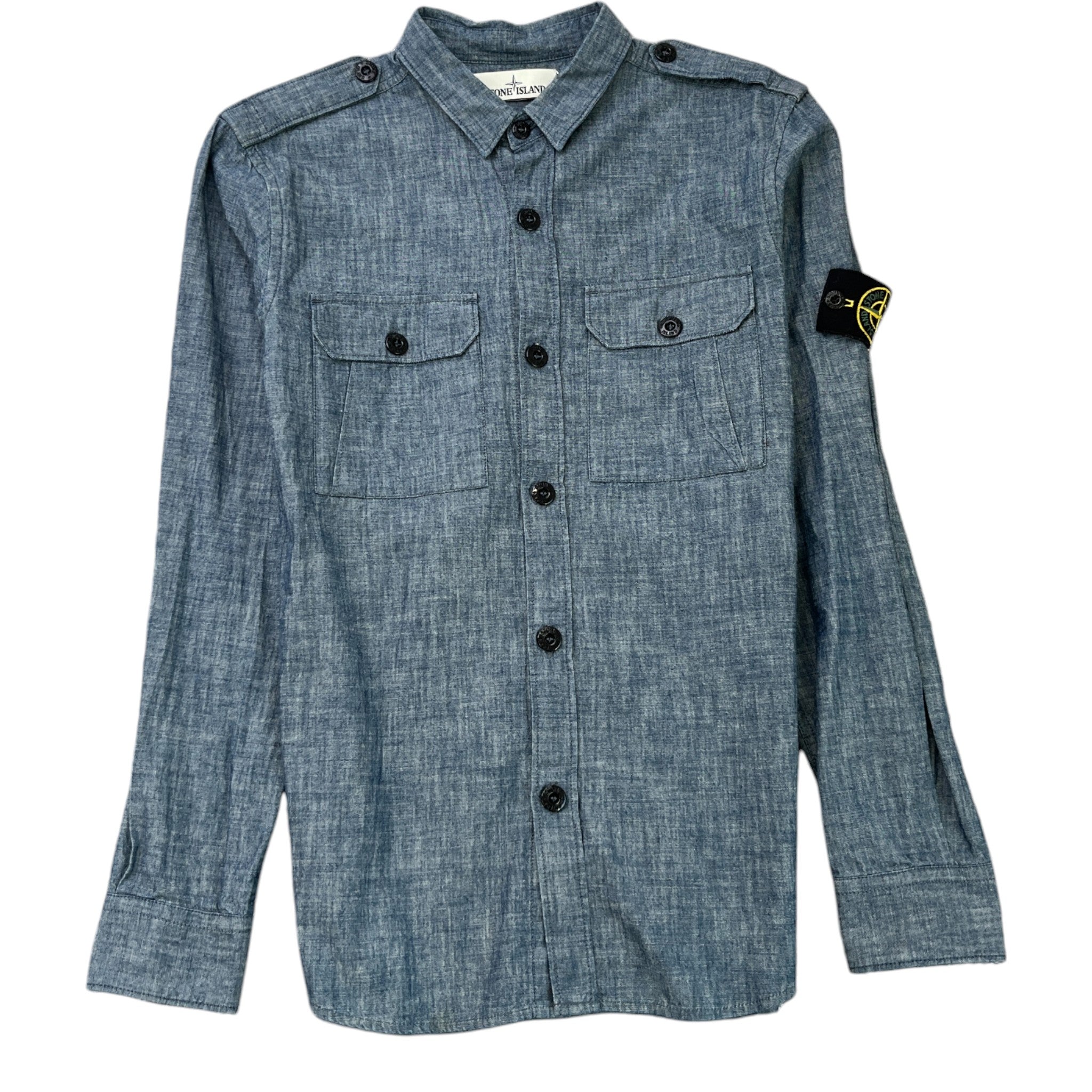 Men's Applique Logo Long Sleeve Shirt Blue Size M