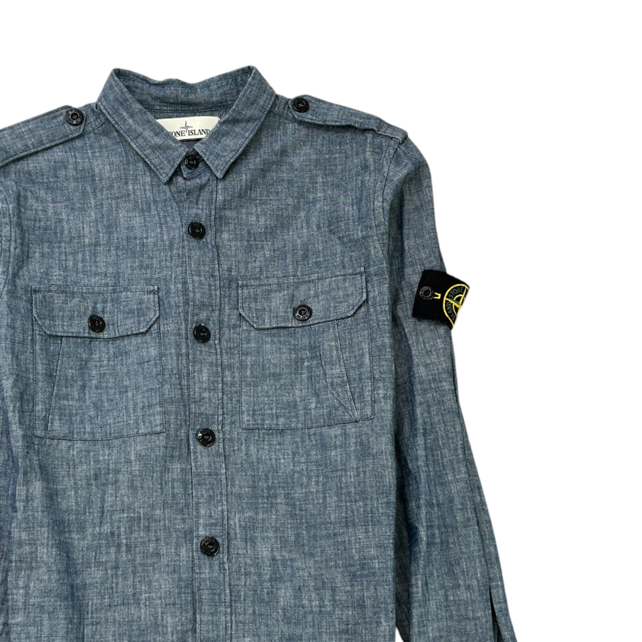 Men's Applique Logo Long Sleeve Shirt Blue Size M