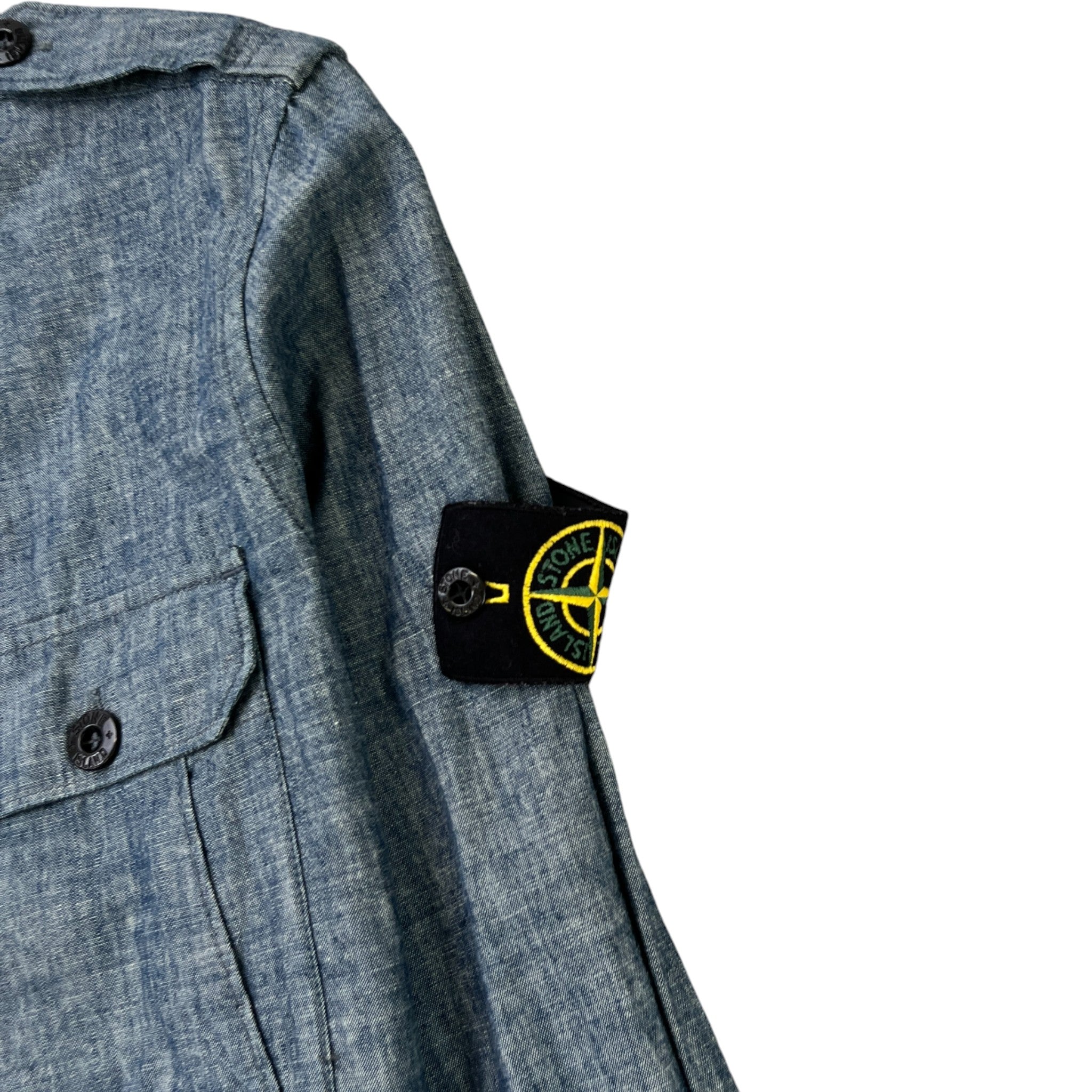 Men's Applique Logo Long Sleeve Shirt Blue Size M