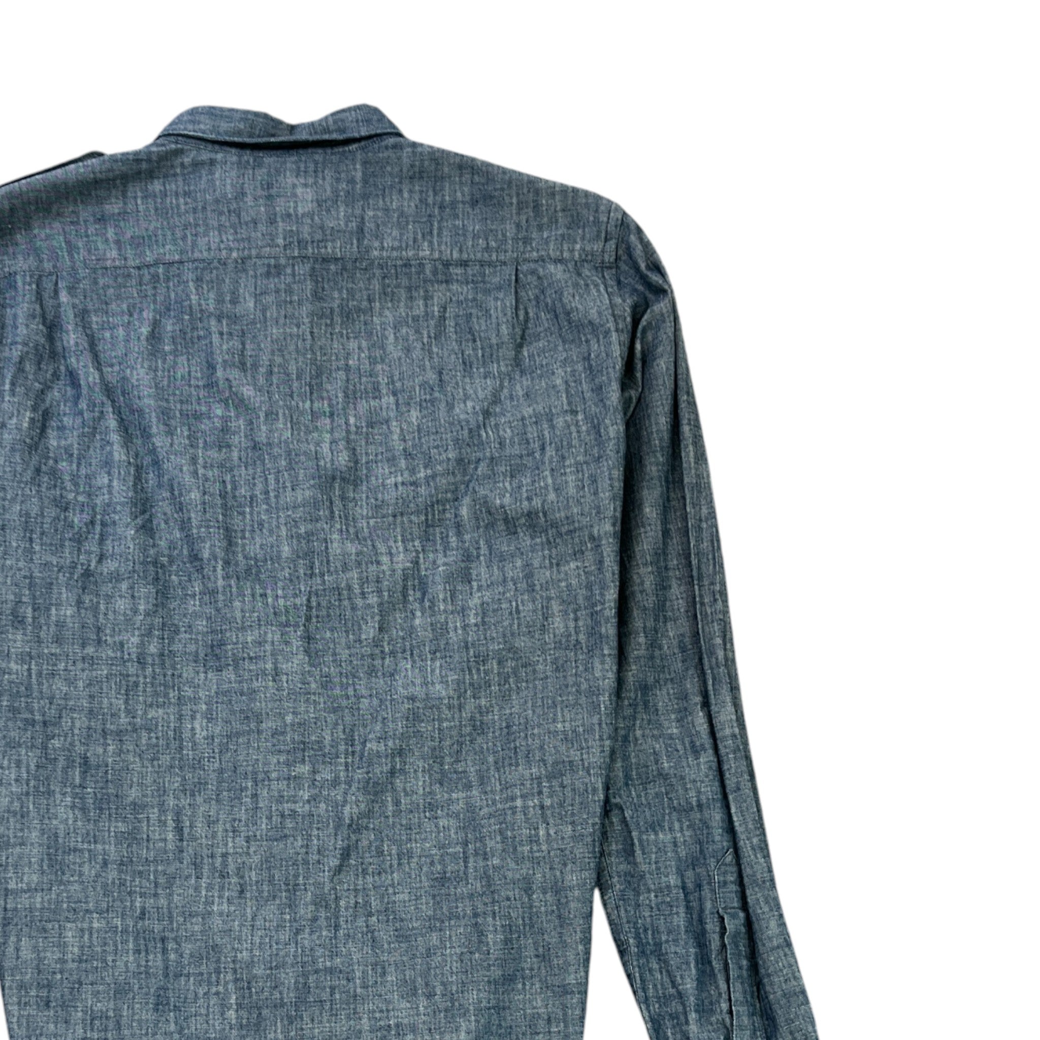 Men's Applique Logo Long Sleeve Shirt Blue Size M