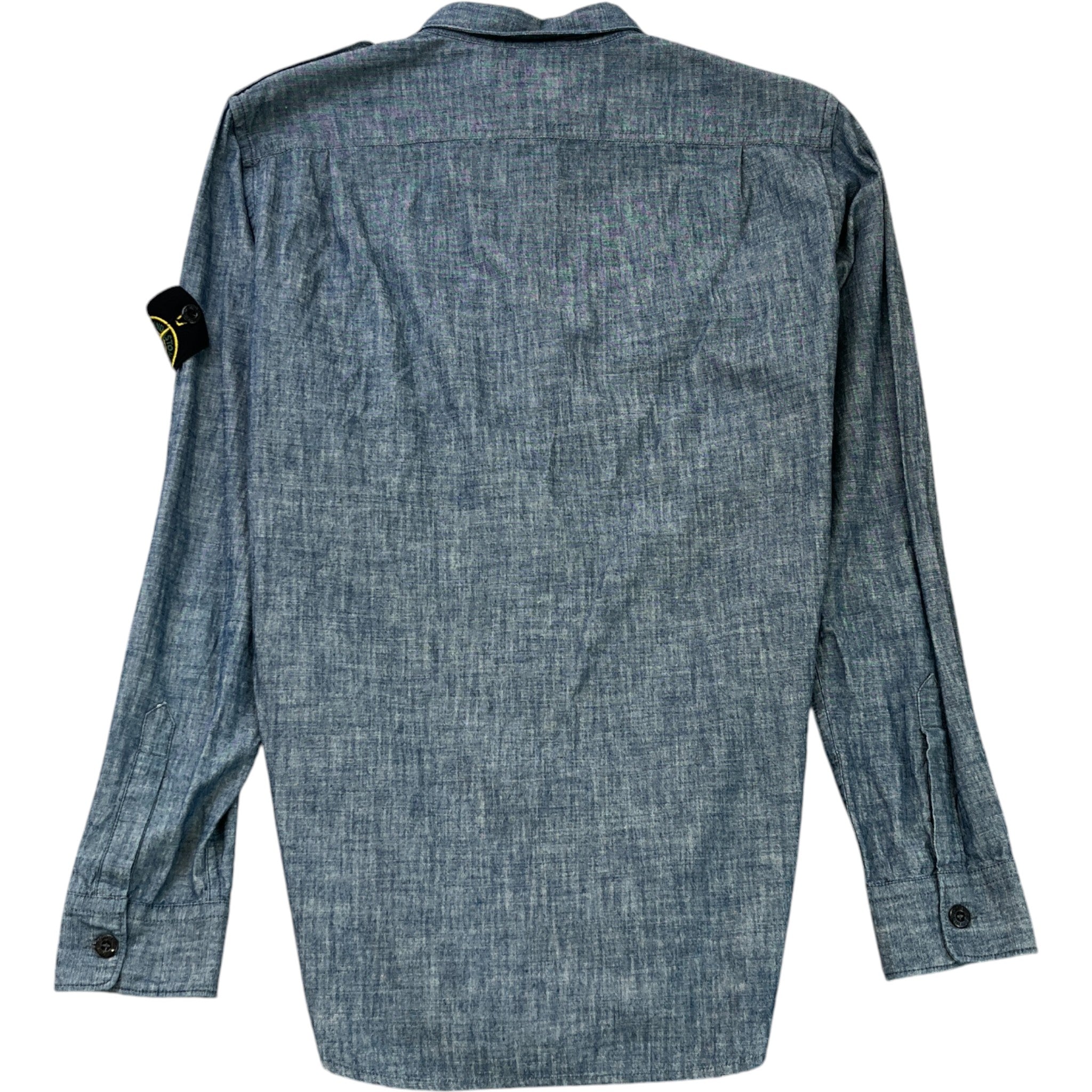 Men's Applique Logo Long Sleeve Shirt Blue Size M