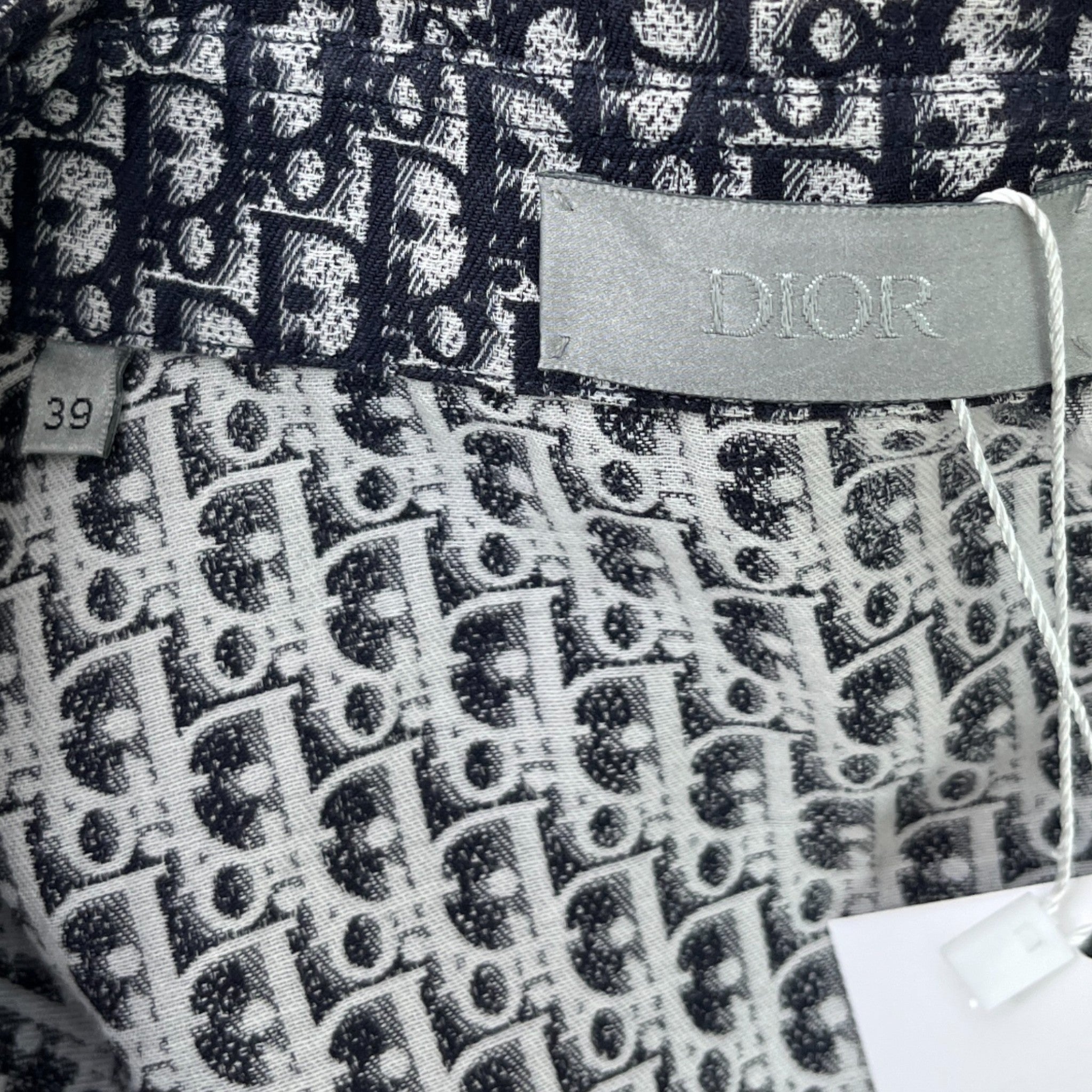 Men's Oblique Monogram Short Sleeve Shirt Navy Size M