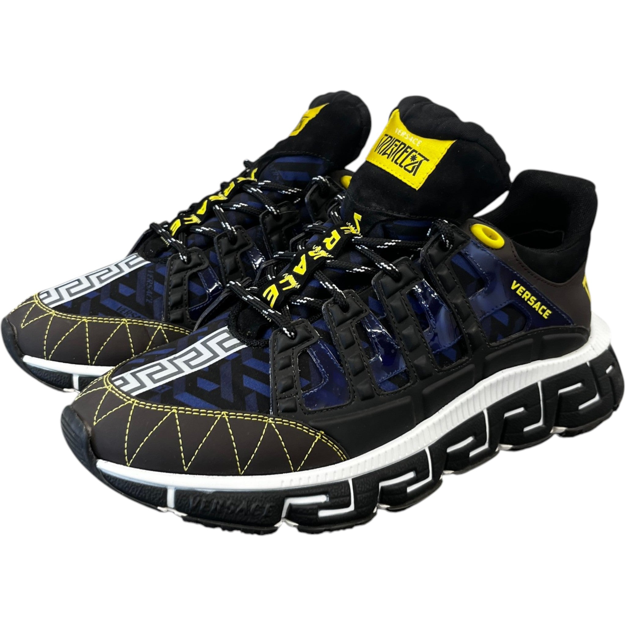 Men's Trigreca Barocco Print Low Trainers Black Size EU 44 / UK 10