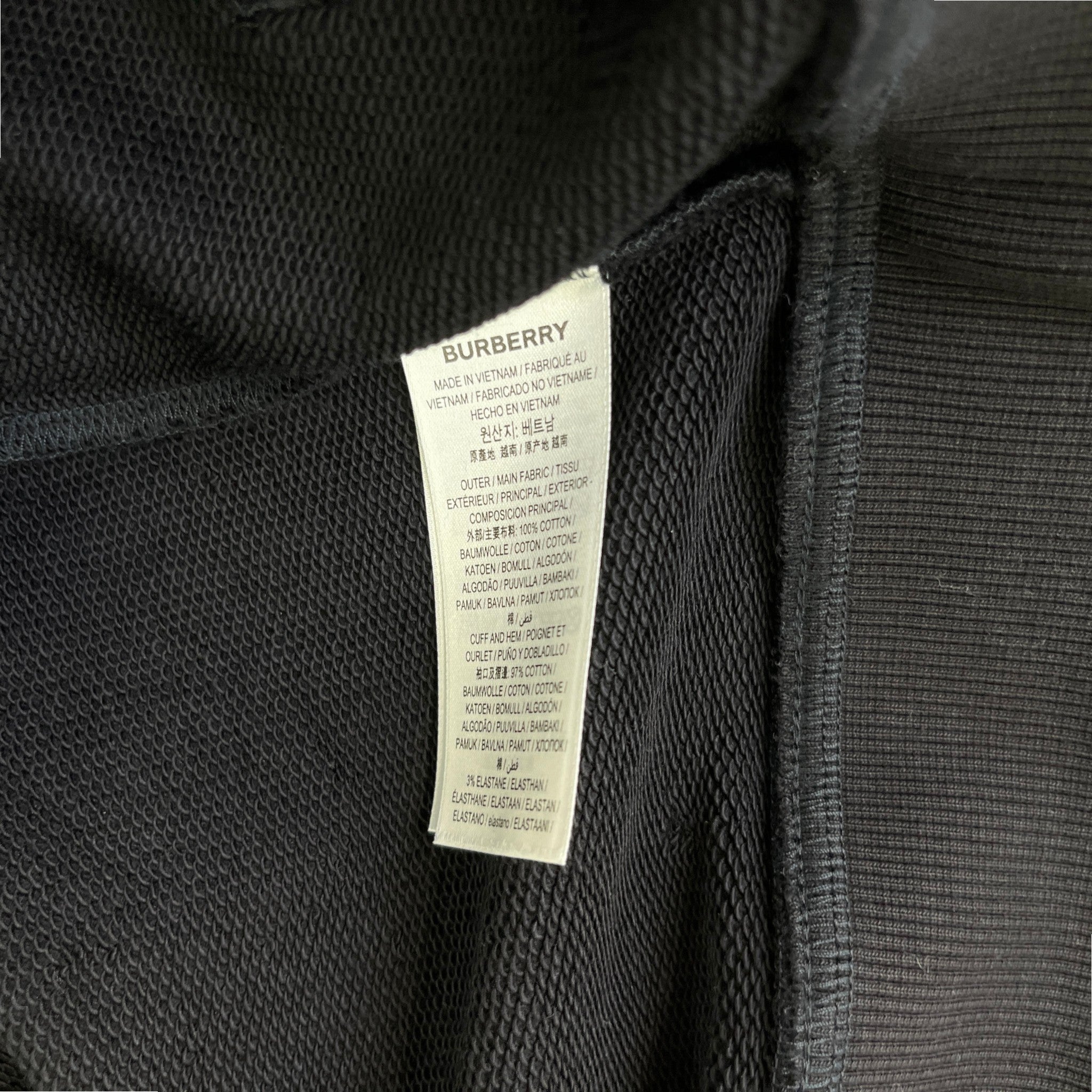 Men's Logo Print Zip Up Hoodie Black Size S