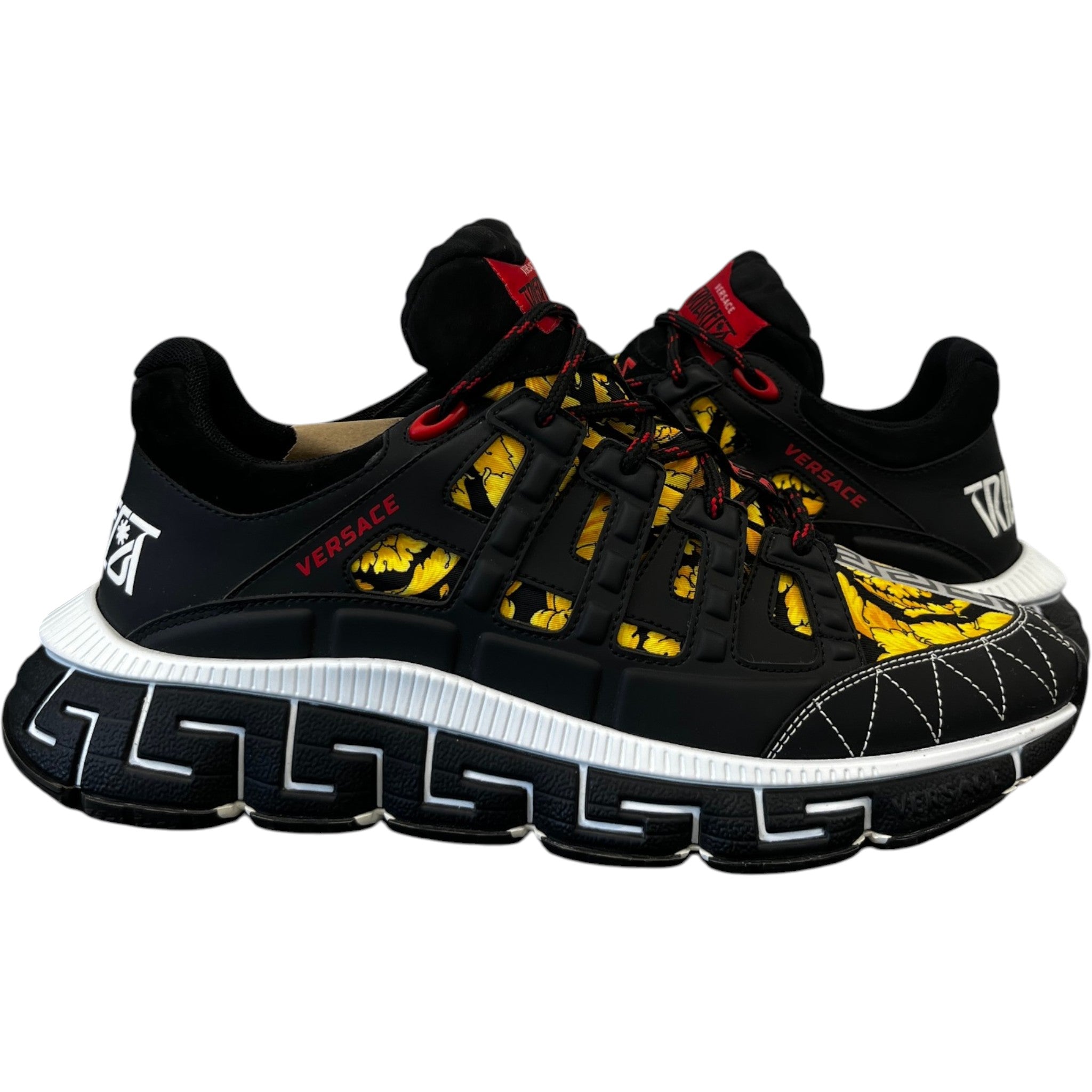 Men's Trigreca Barocco Print Low Trainers Black Size EU 44 / UK 10