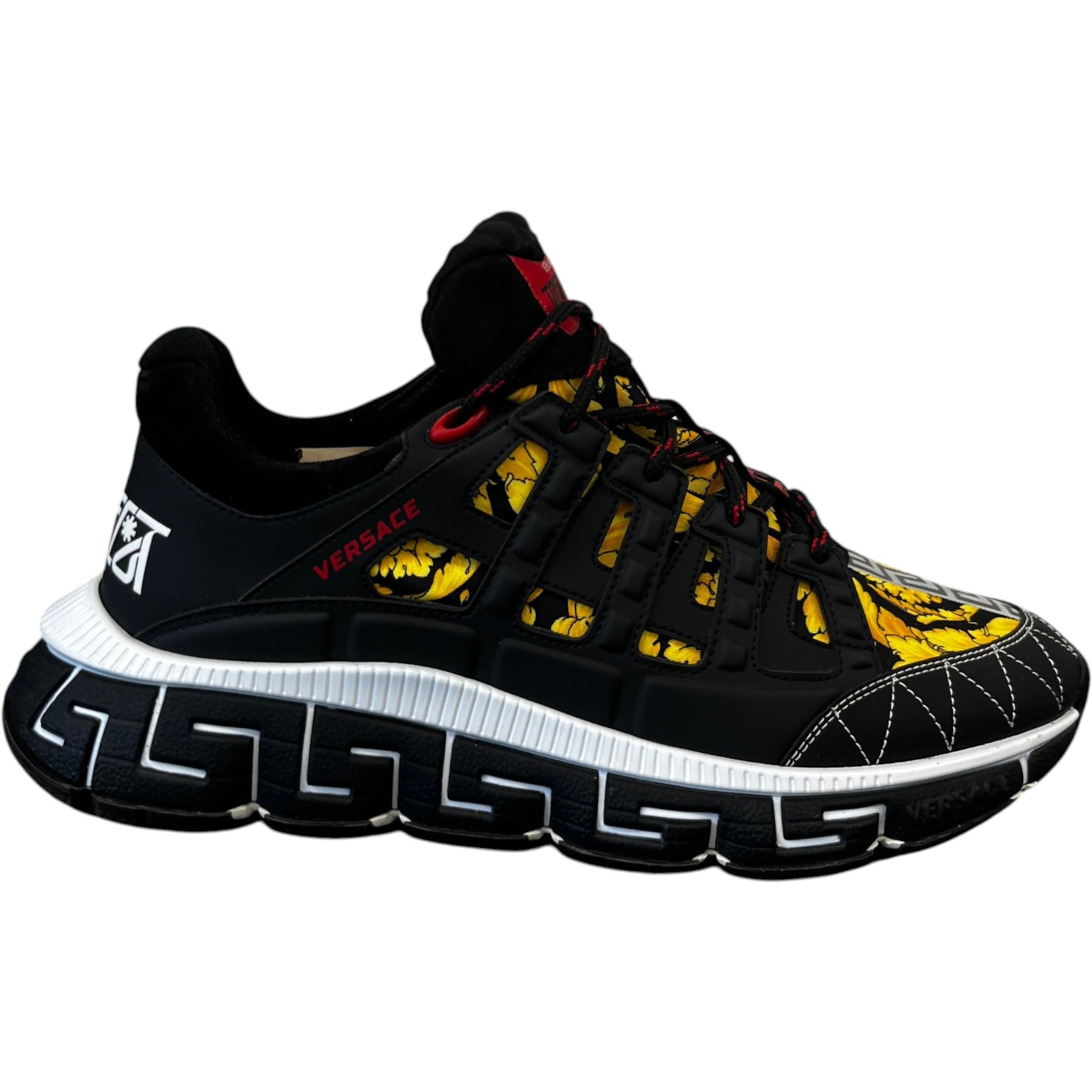 Men's Trigreca Barocco Print Low Trainers Black Size EU 44 / UK 10