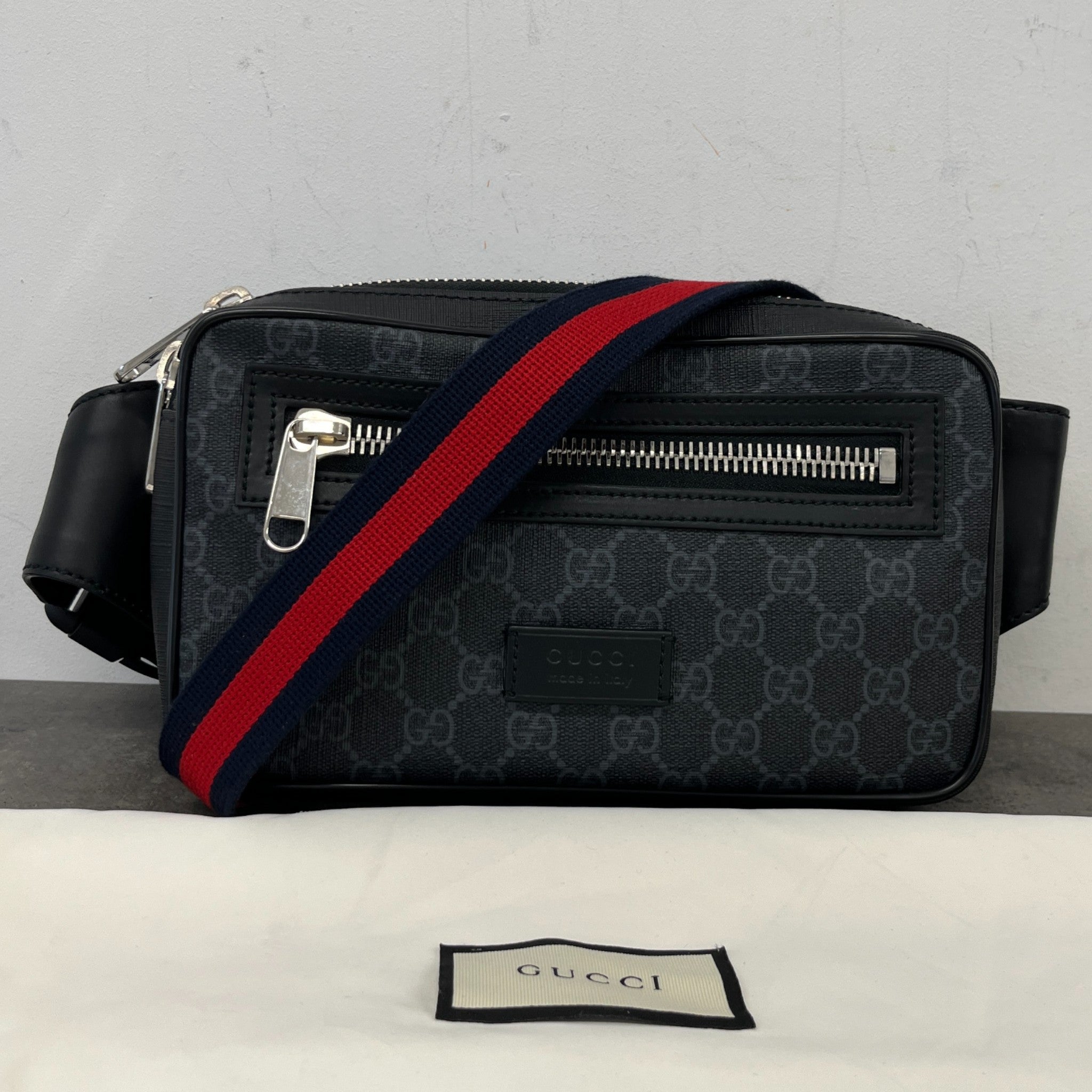Men's Gg Supreme Web Belt Bag Black