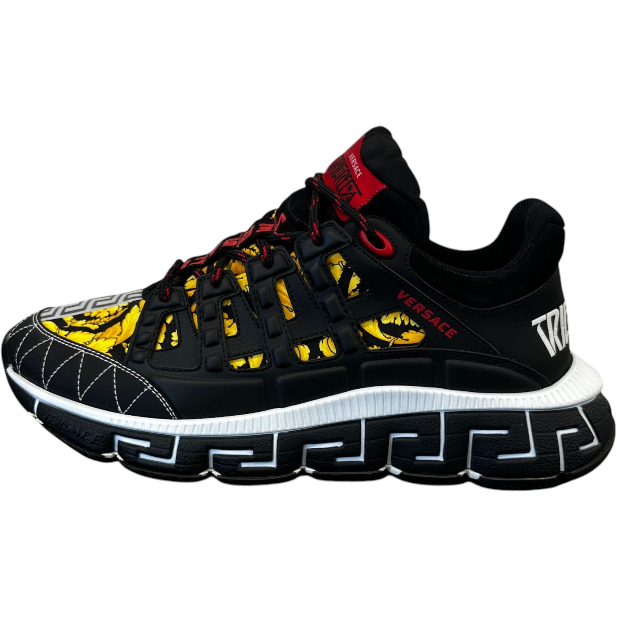 Men's Trigreca Barocco Print Low Trainers Black Size EU 44 / UK 10