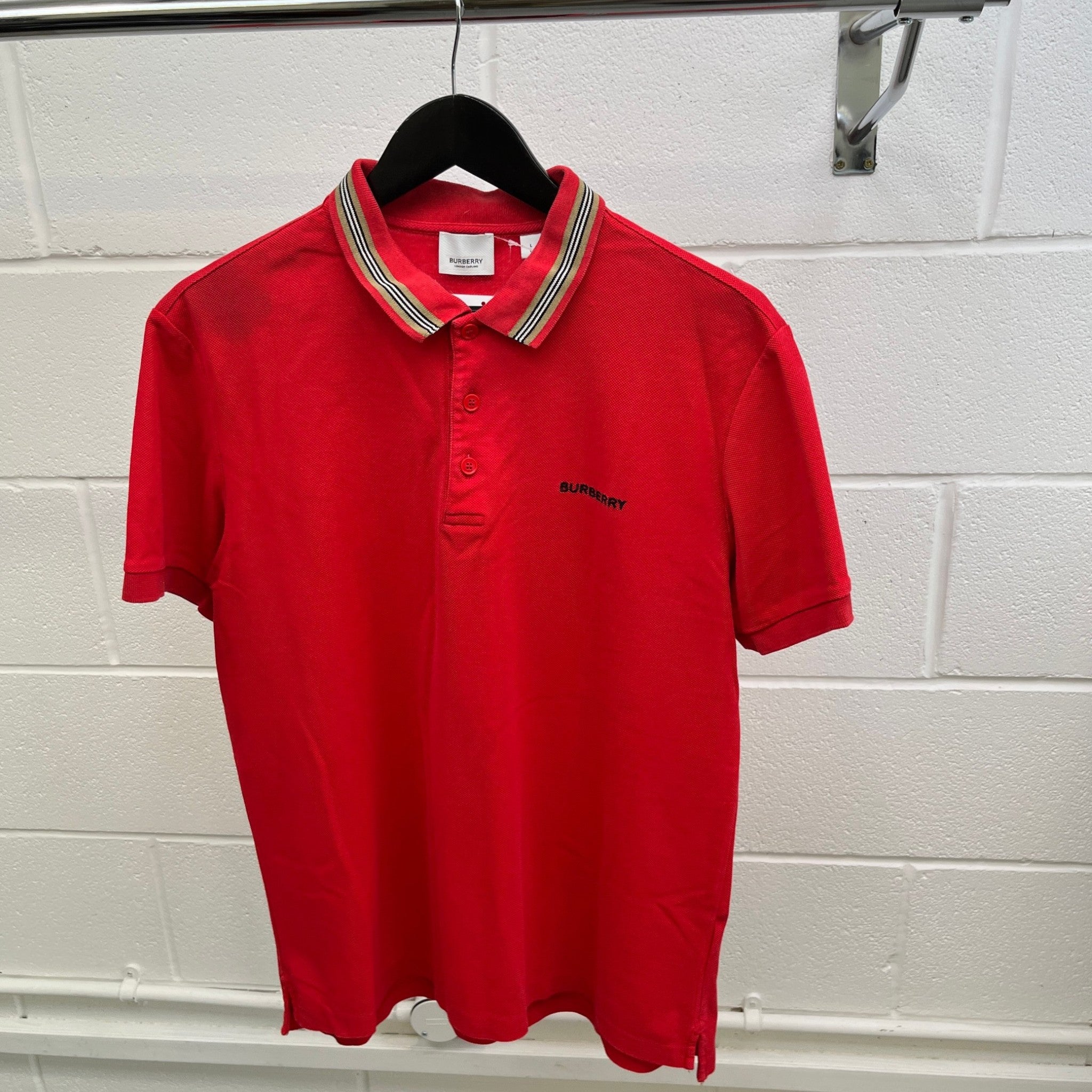 Men's Embroidered Logo Polo Shirt Red Size L