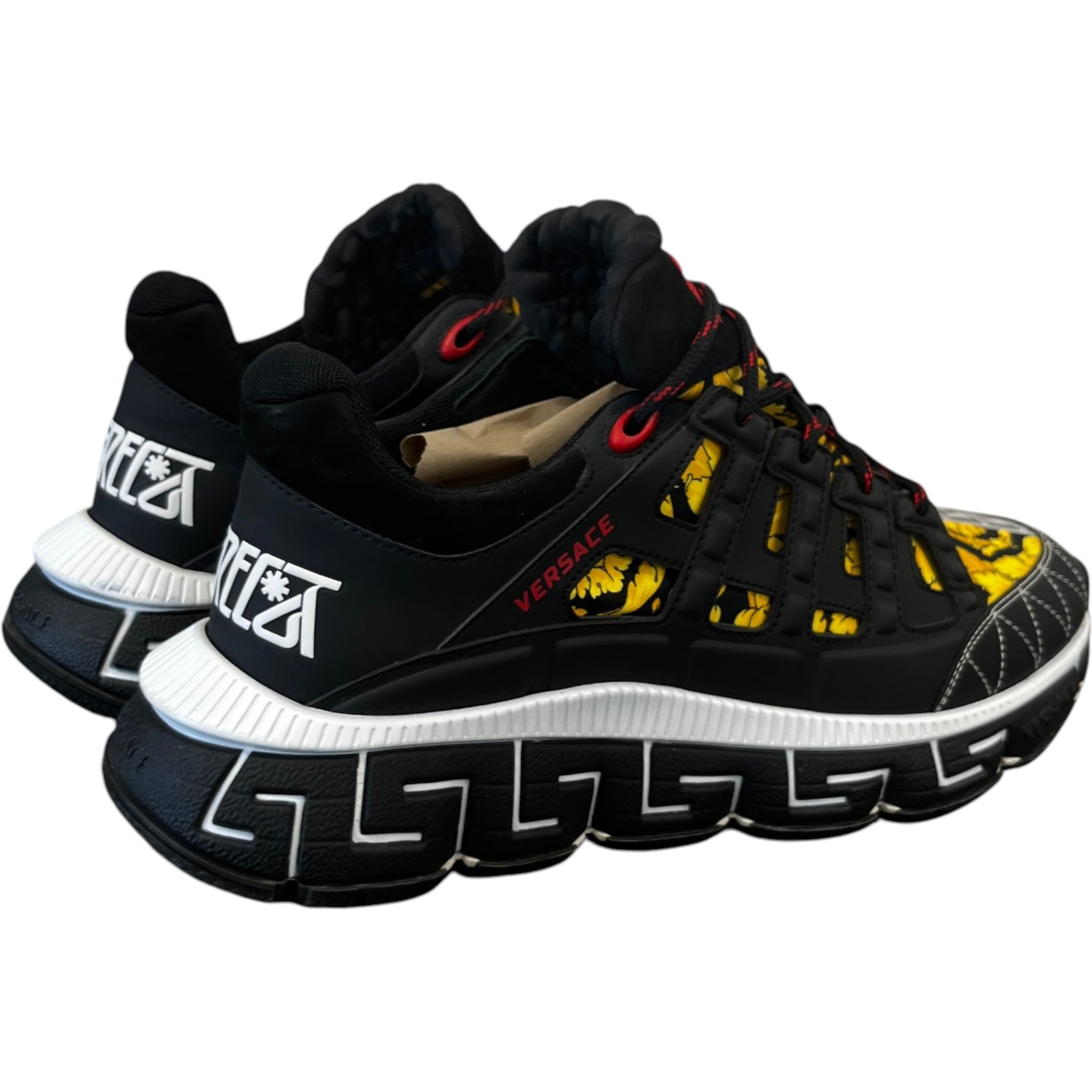 Men's Trigreca Barocco Print Low Trainers Black Size EU 44 / UK 10