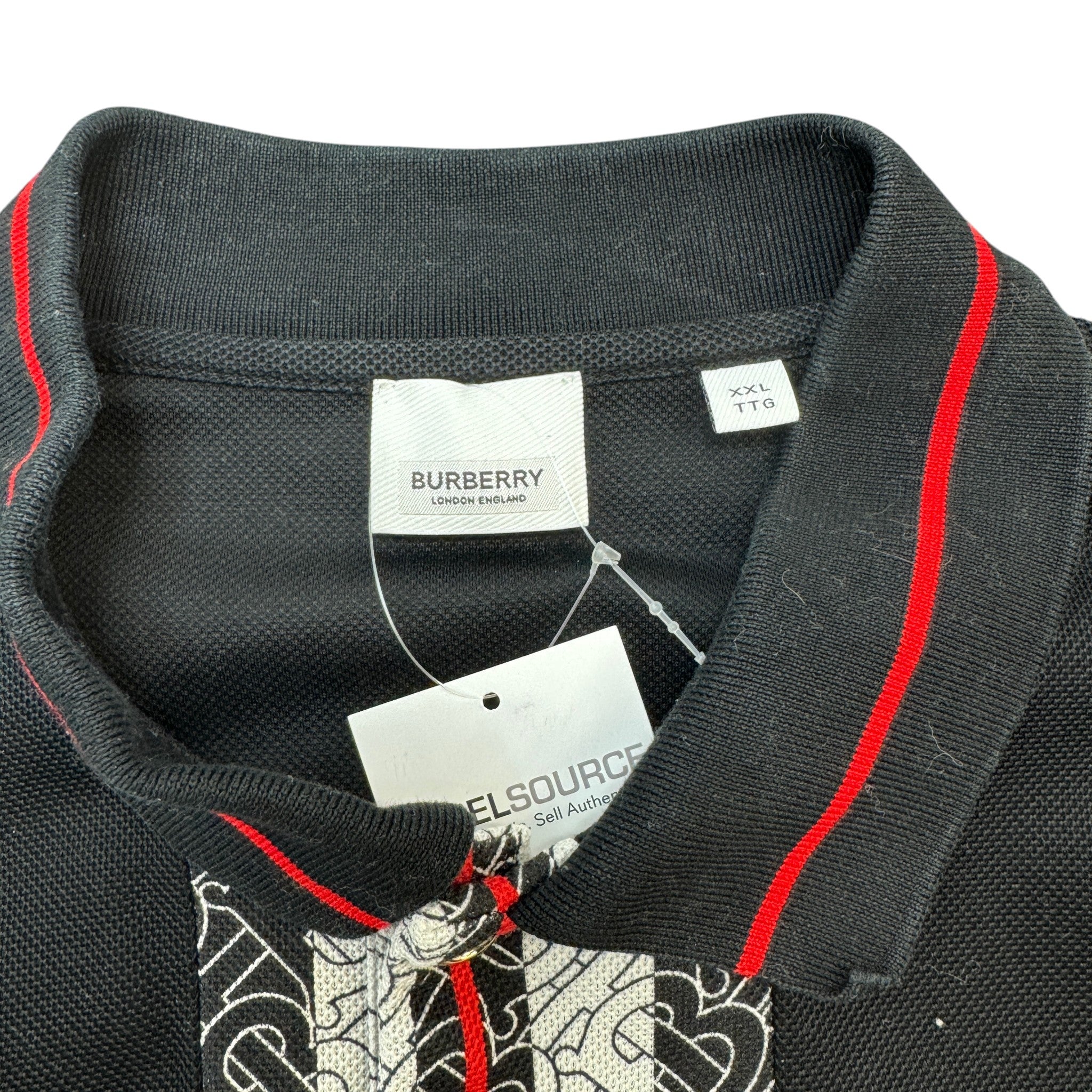 Men's Plaque Logo Polo Shirt Black Size XXL
