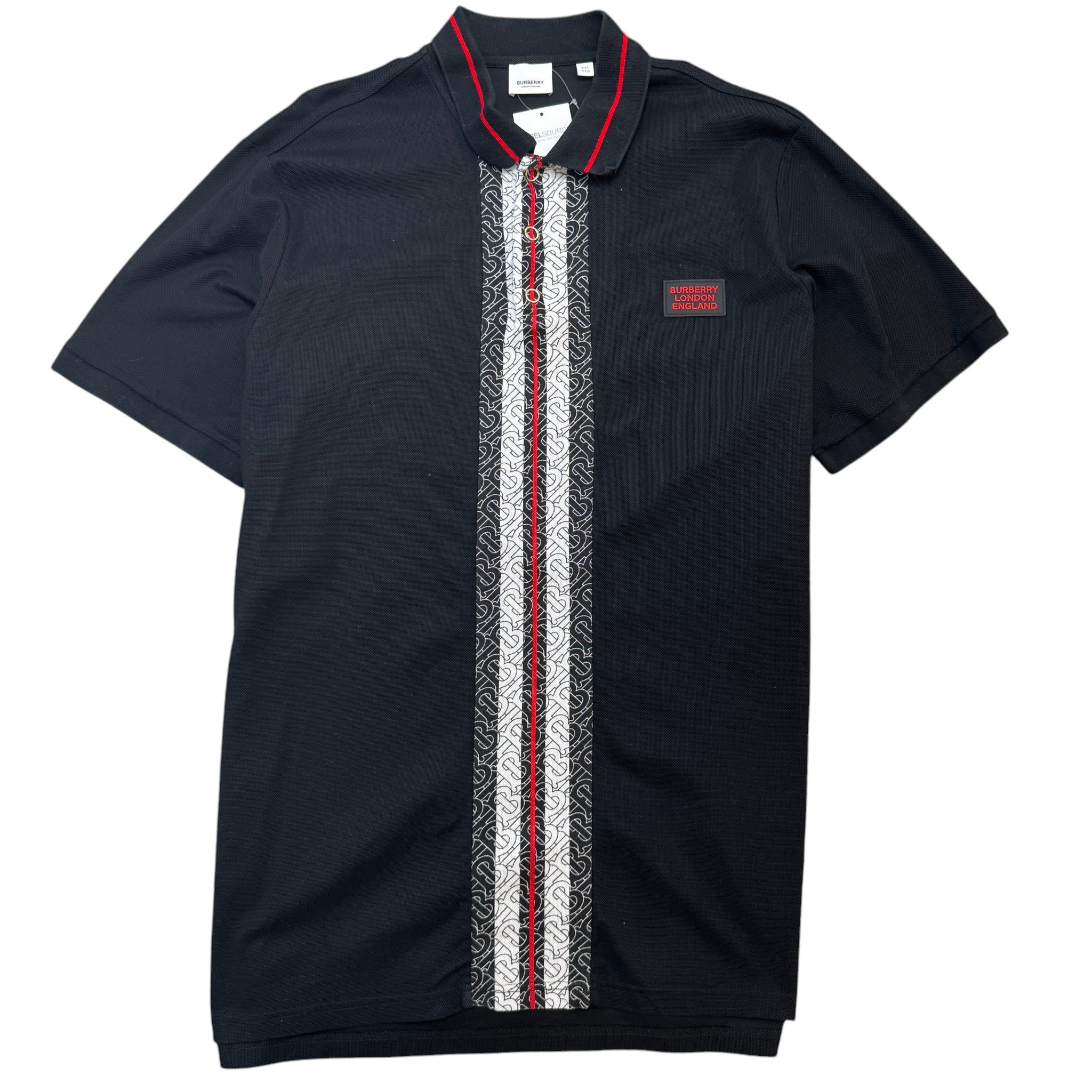 Men's Plaque Logo Polo Shirt Black Size XXL