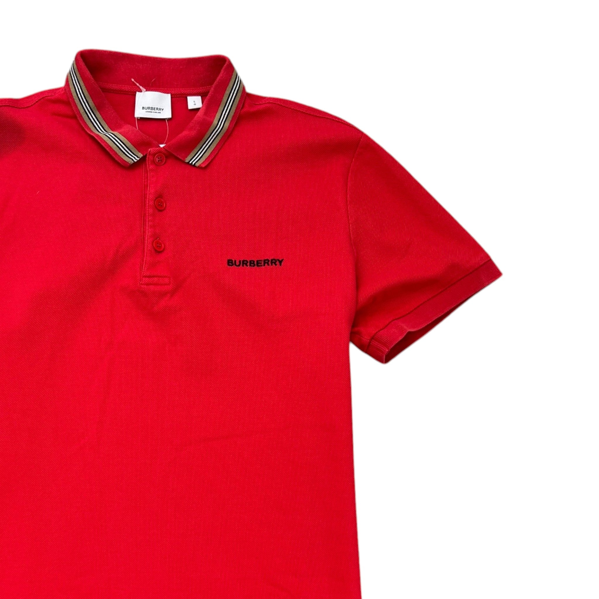 Men's Embroidered Logo Polo Shirt Red Size L