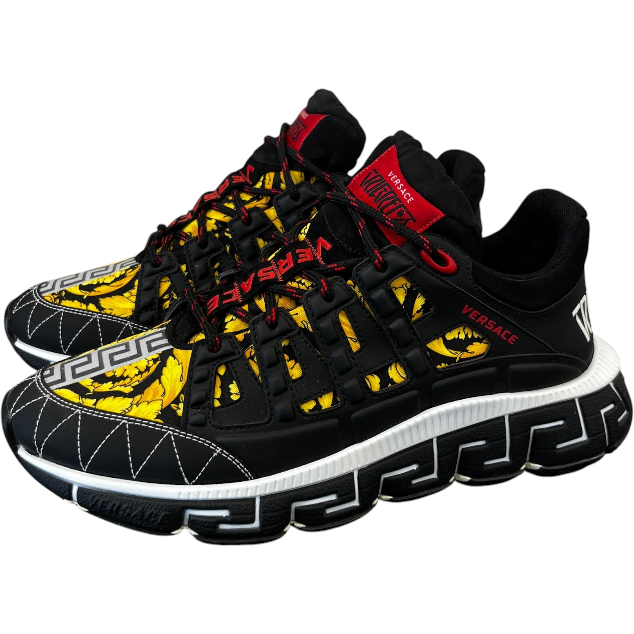 Men's Trigreca Barocco Print Low Trainers Black Size EU 44 / UK 10