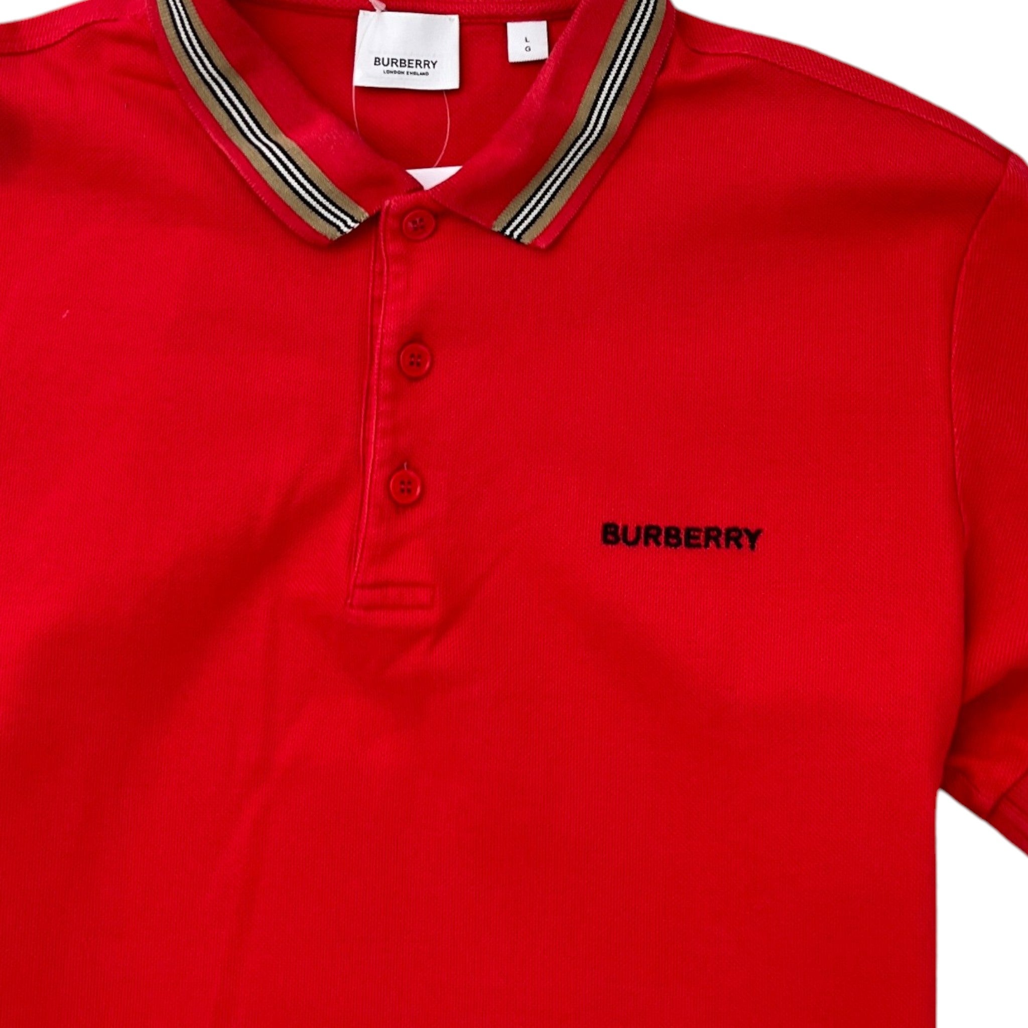Men's Embroidered Logo Polo Shirt Red Size L