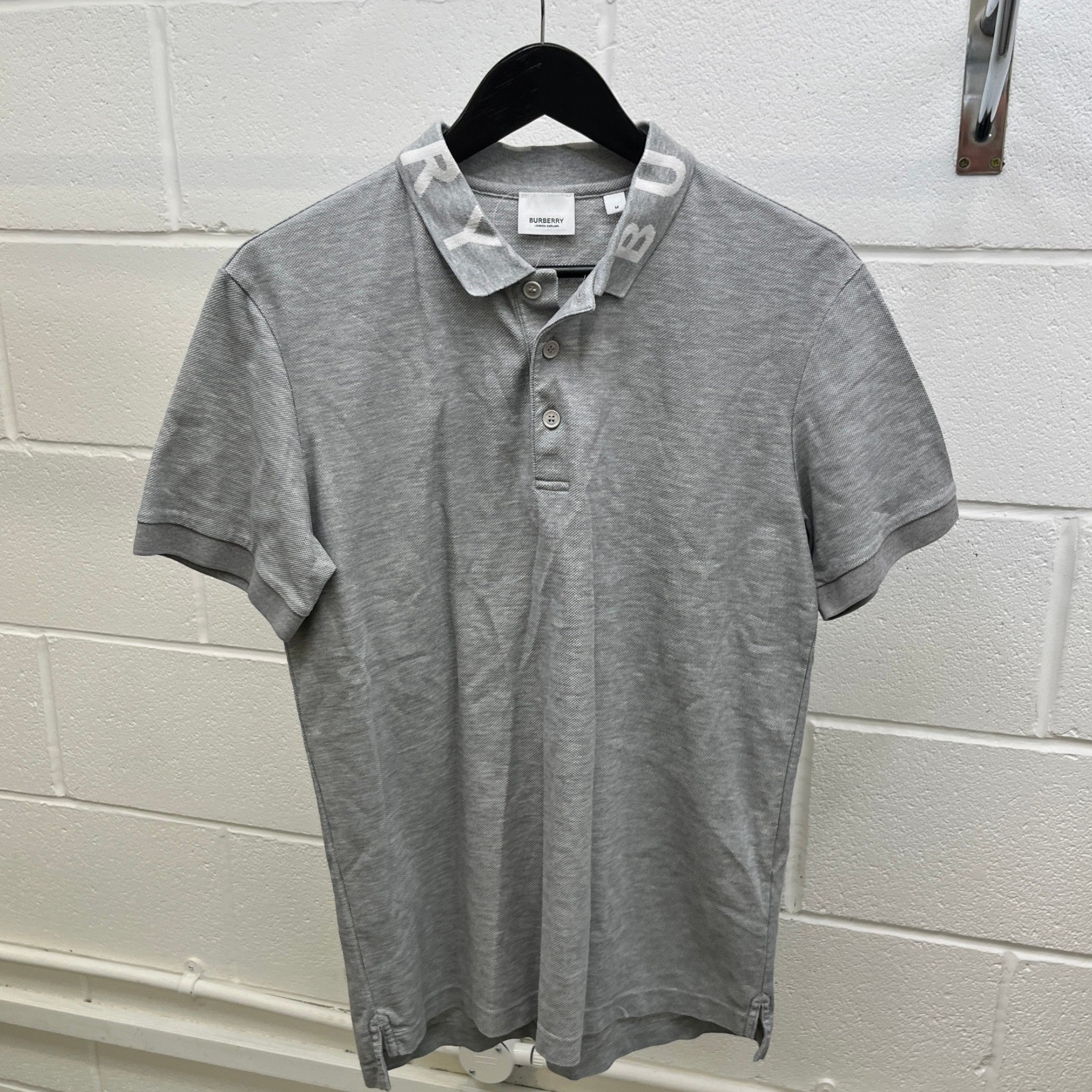 Men's Collar Logo Polo Shirt Grey Size M