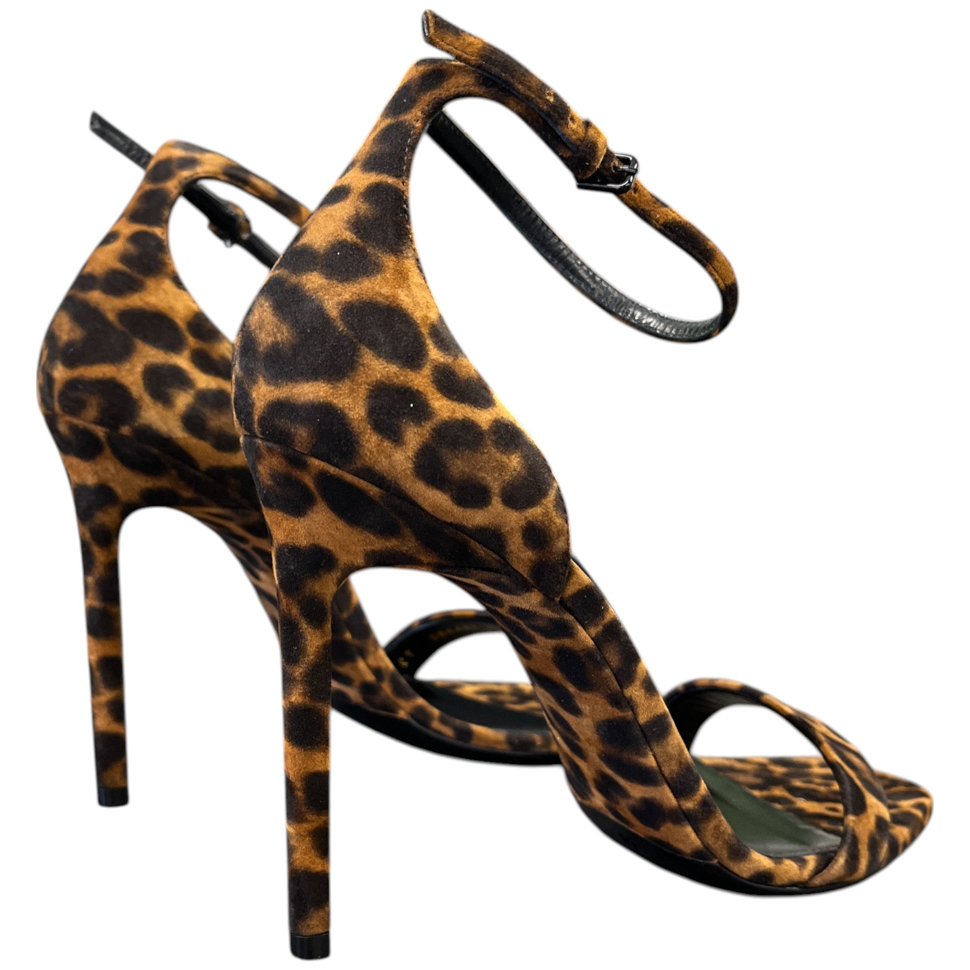 Women's Leopard Print Ankle Strap Heels Brown Size EU 40 / UK 7