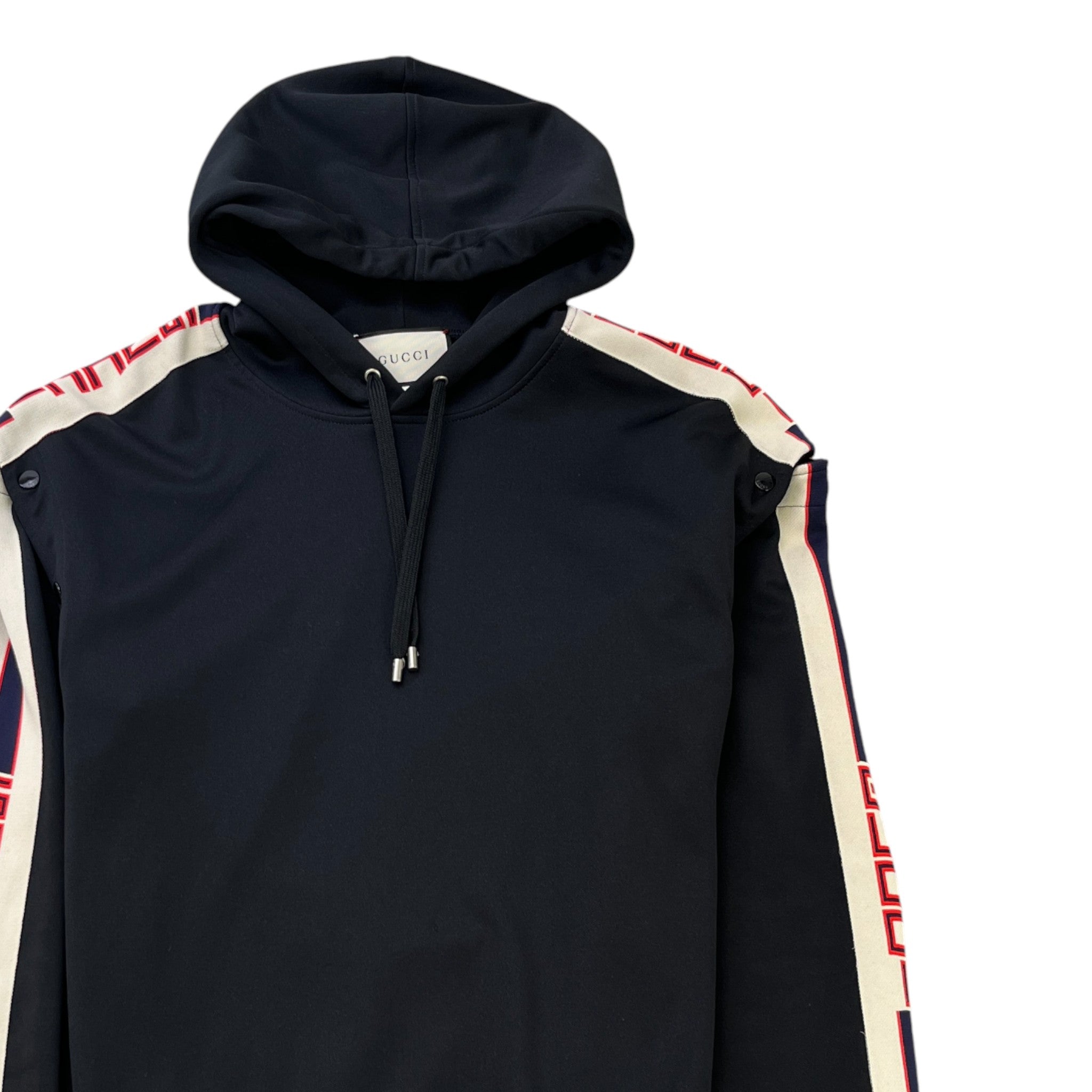 Men's Tape Logo Detachable Sleeve Hoodie Black Size S