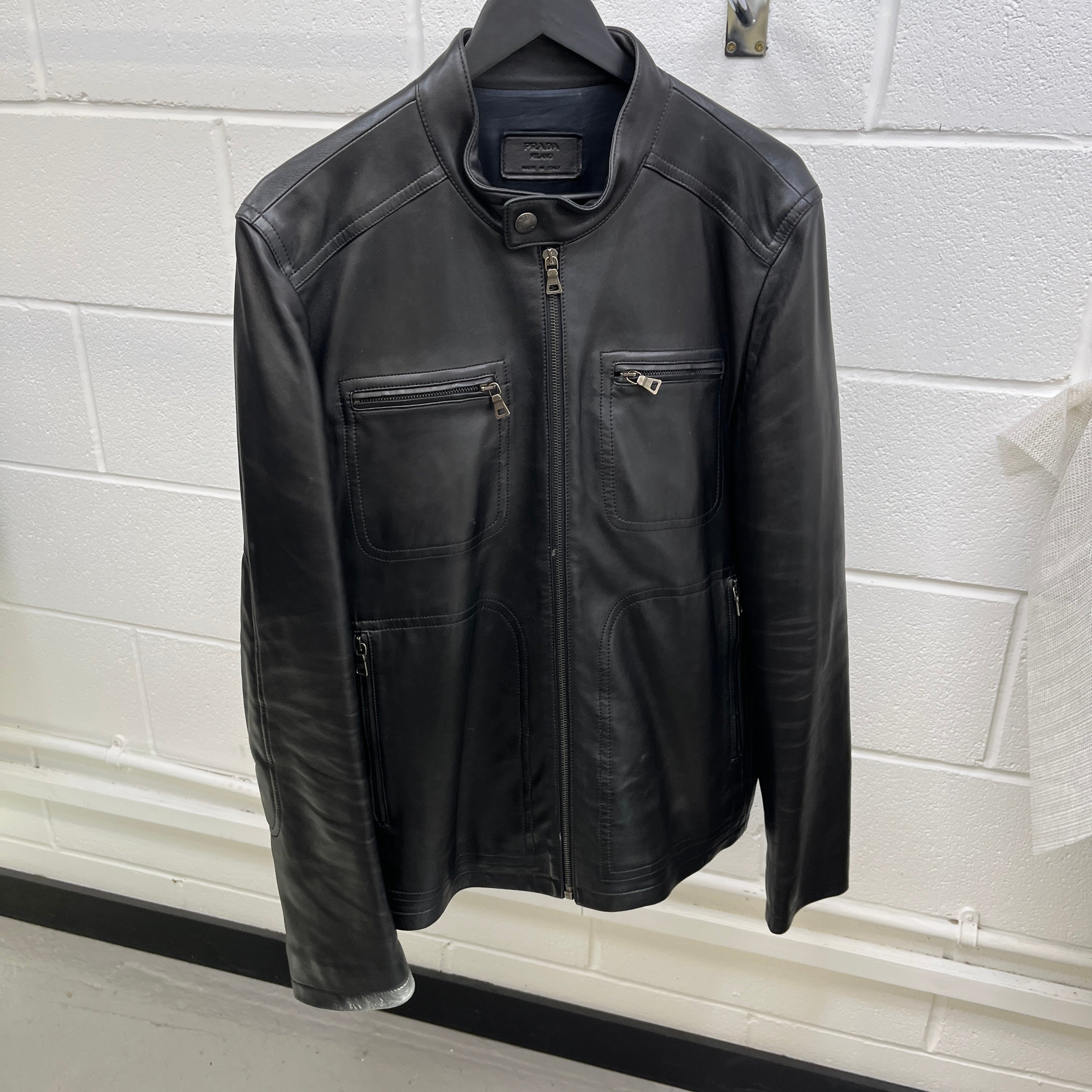 Men's Biker Jacket Black Size IT 52 / XL