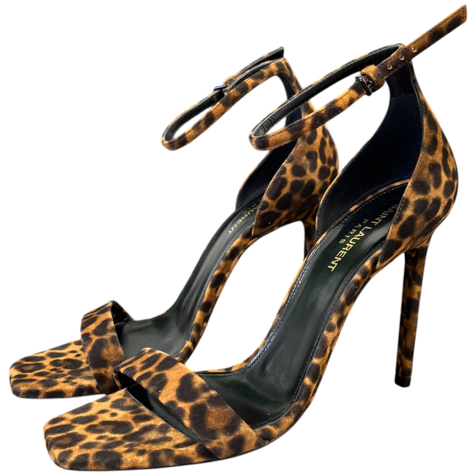 Women's Leopard Print Ankle Strap Heels Brown Size EU 40 / UK 7