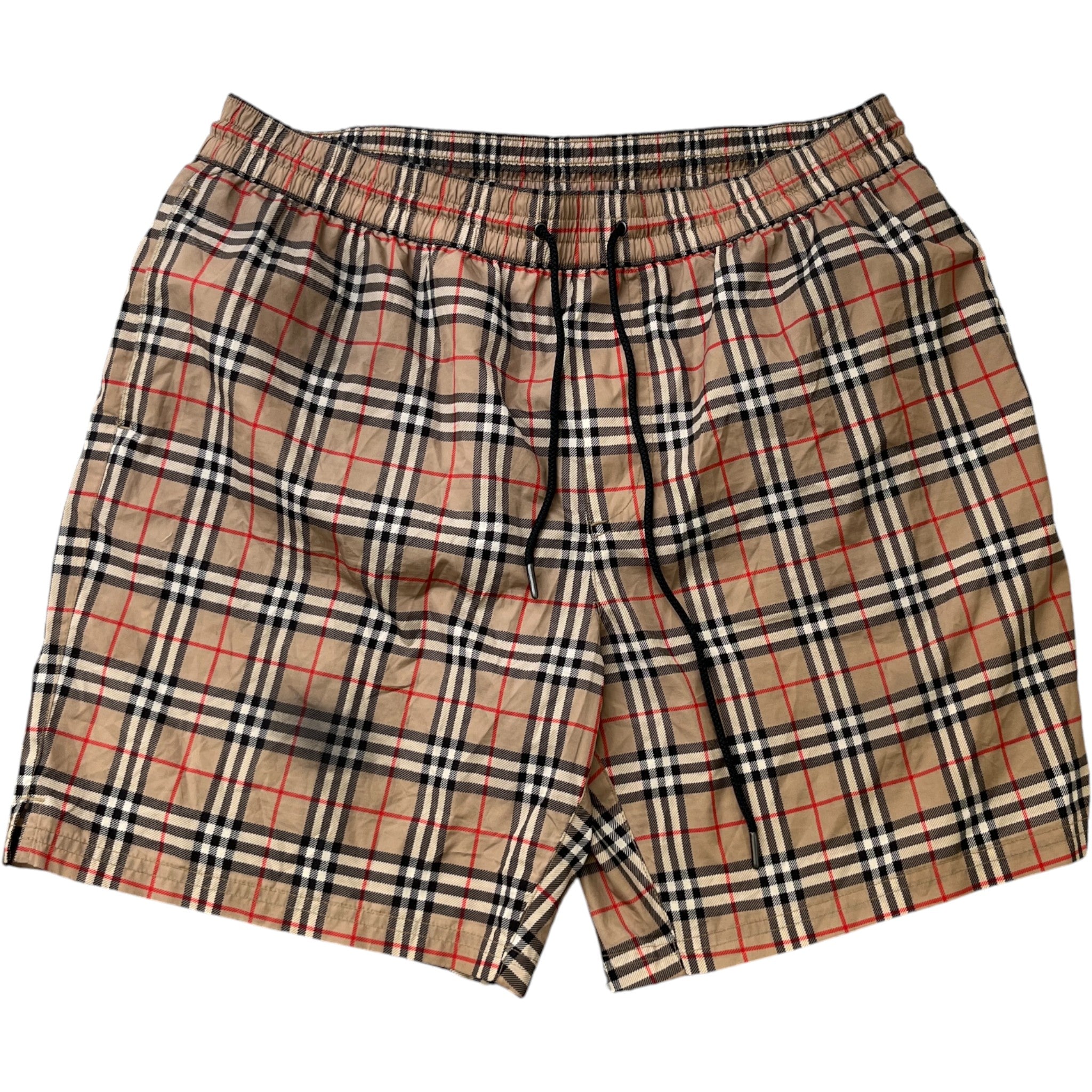 Men's Check Swim Shorts Beige Size L