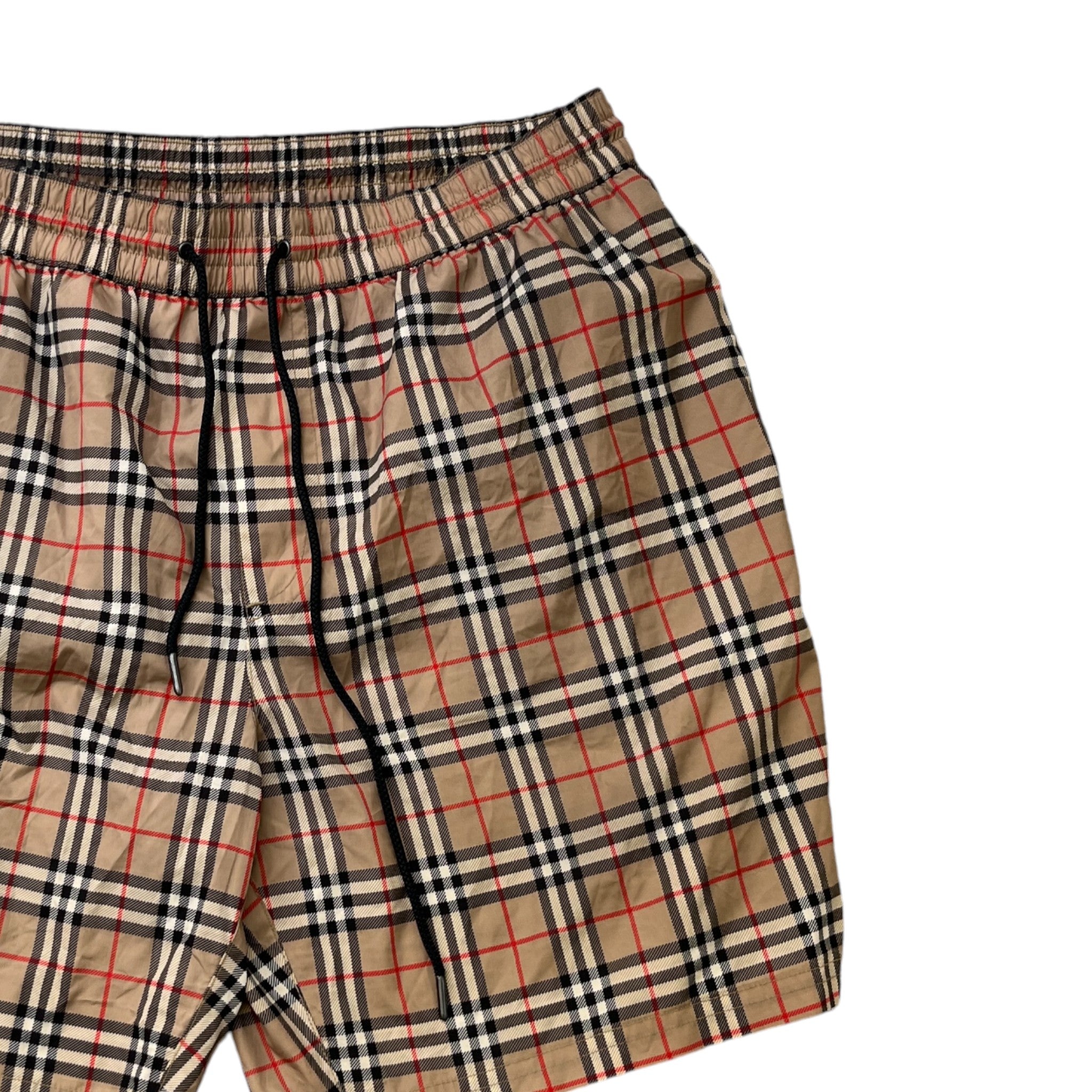 Men's Check Swim Shorts Beige Size L