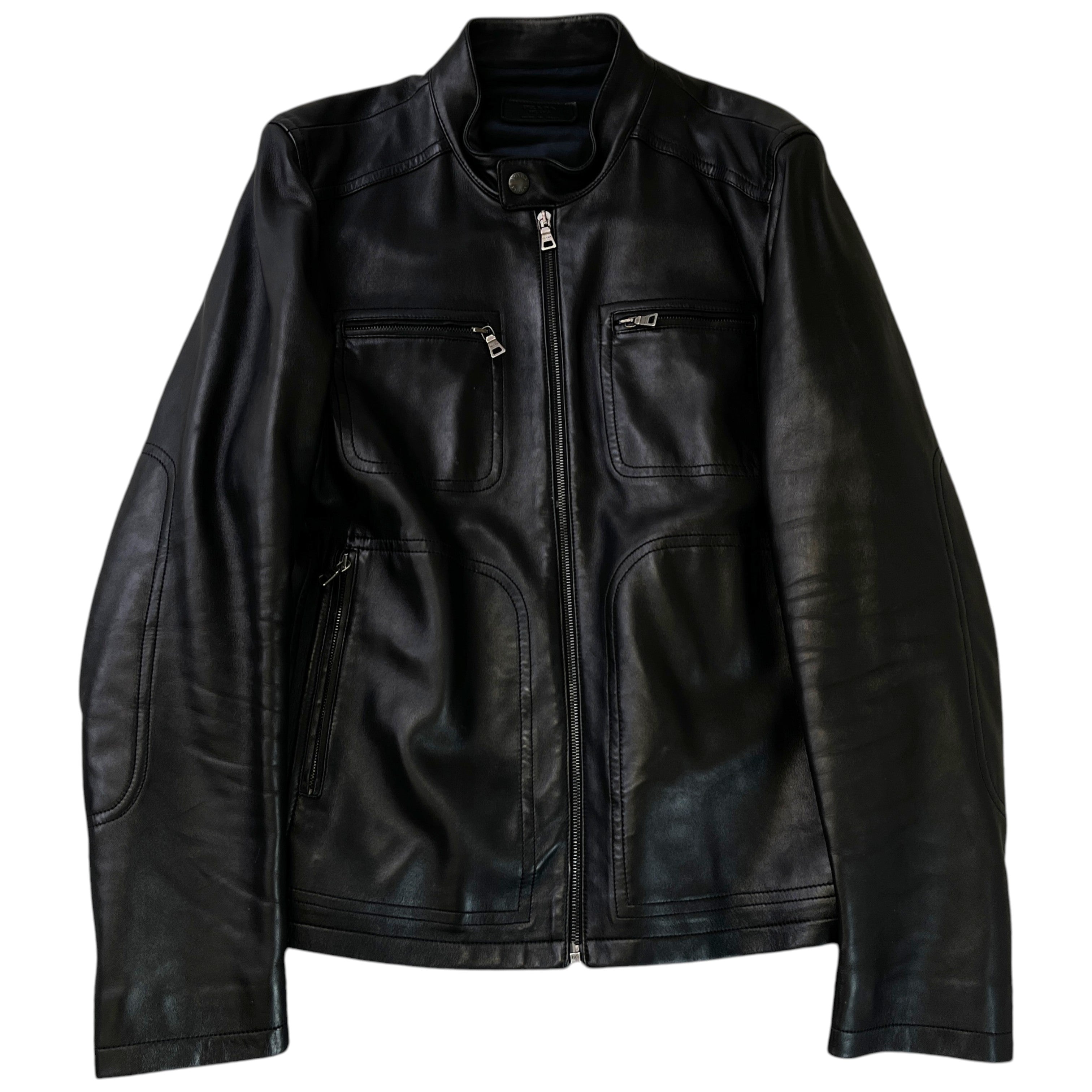 Men's Biker Jacket Black Size IT 52 / XL