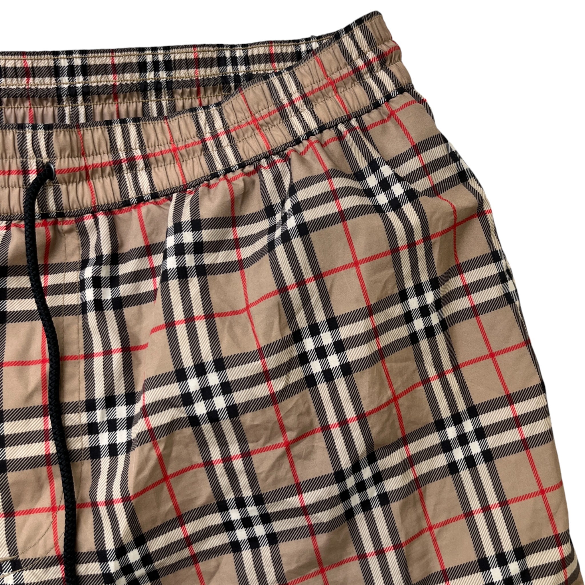 Men's Check Swim Shorts Beige Size L