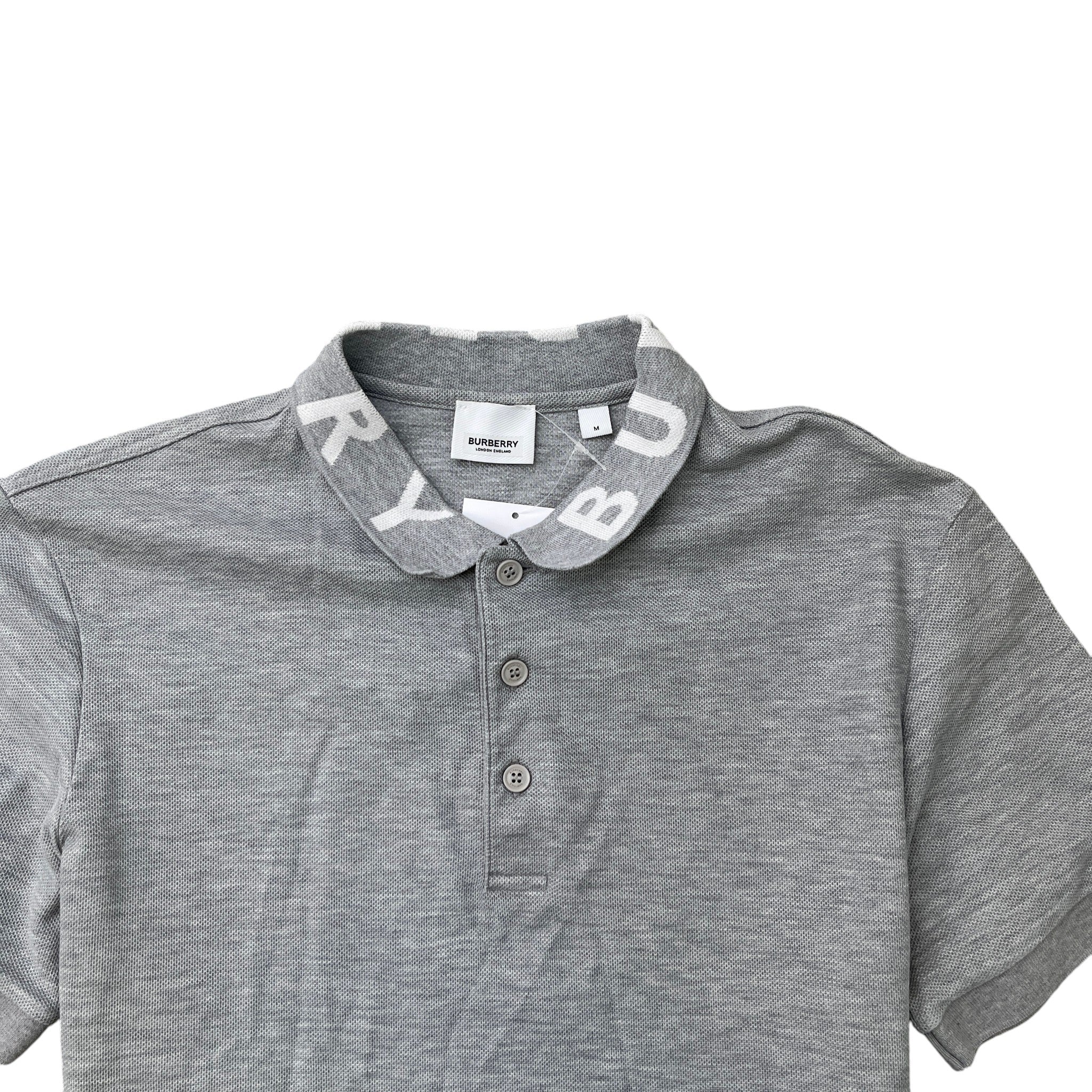 Men's Collar Logo Polo Shirt Grey Size M
