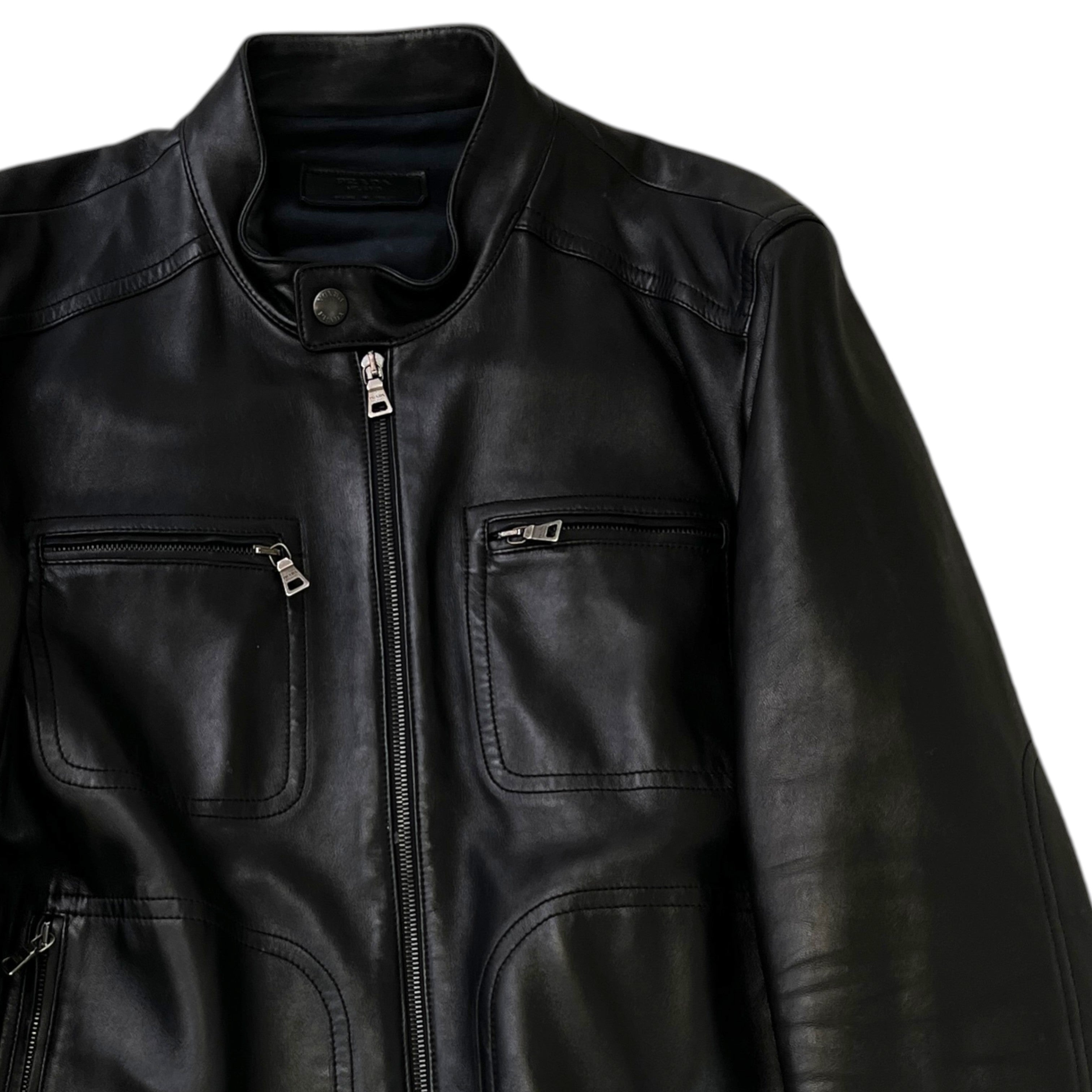 Men's Biker Jacket Black Size IT 52 / XL