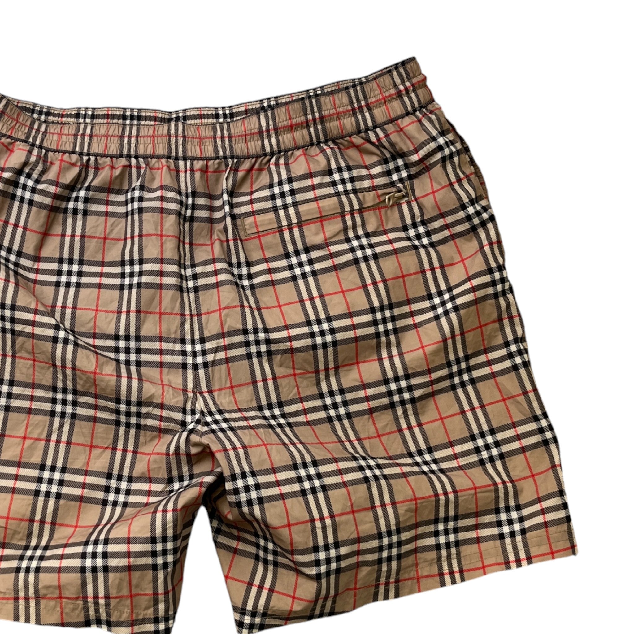 Men's Check Swim Shorts Beige Size L