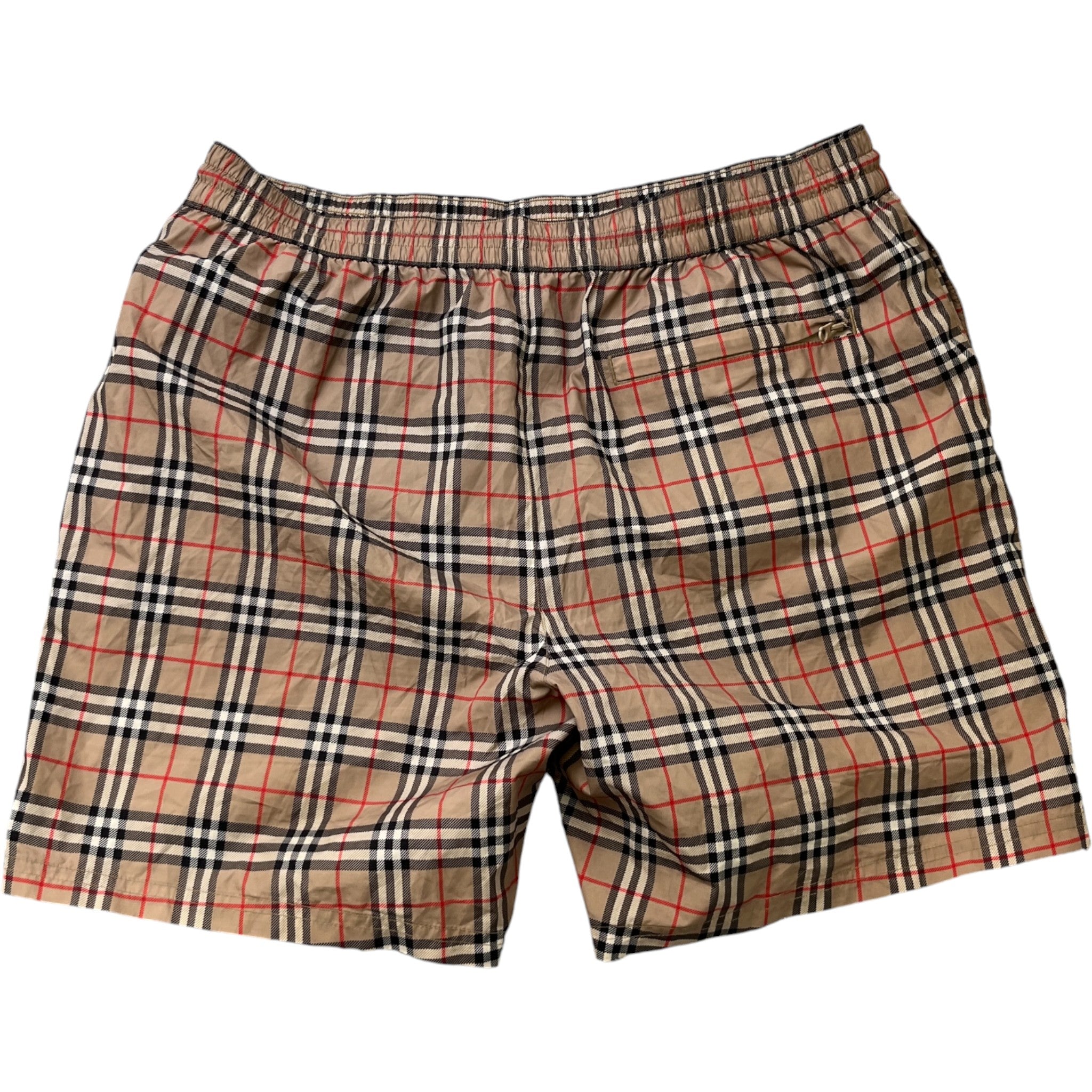 Men's Check Swim Shorts Beige Size L