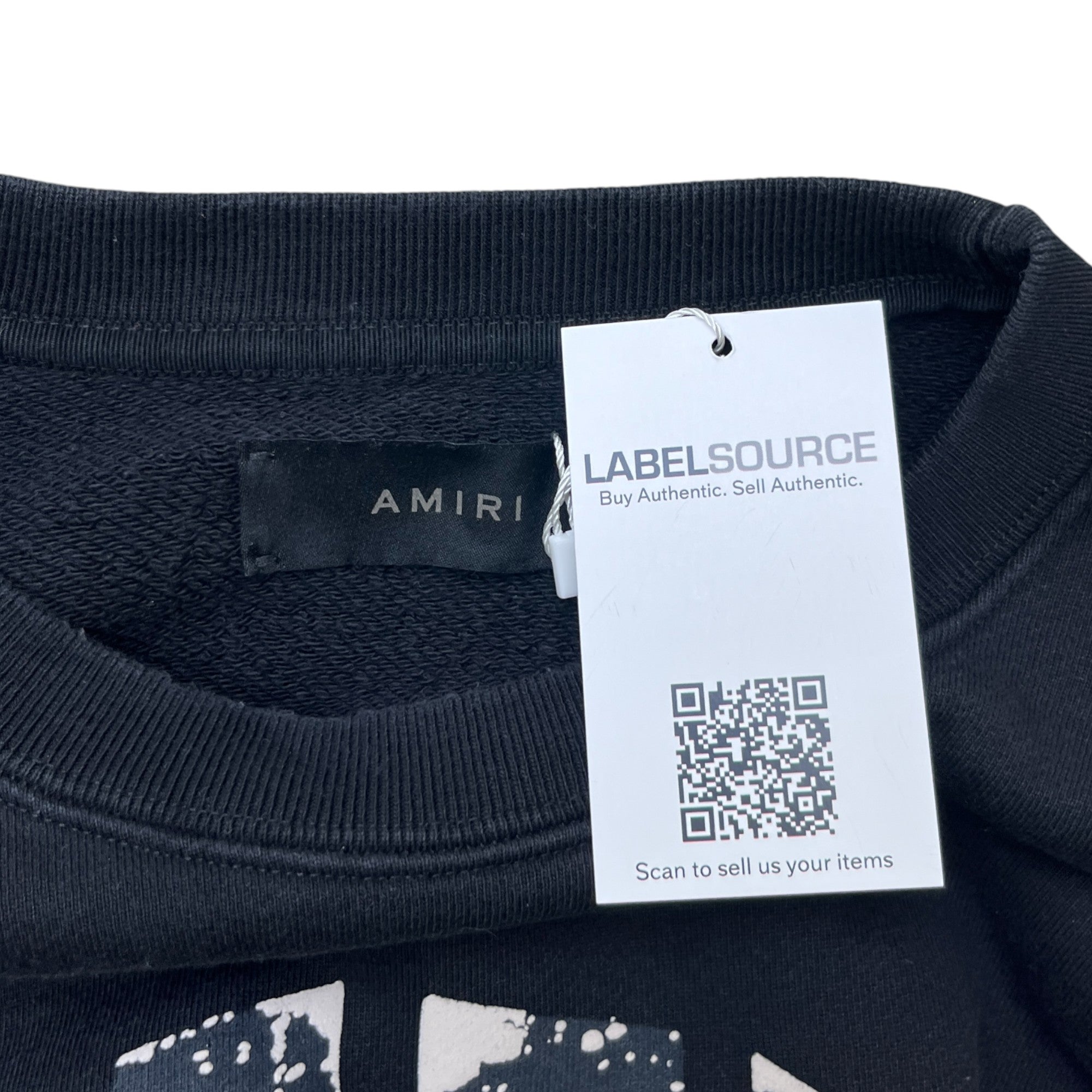 Men's Distressed Logo Print Jumper Black Size L