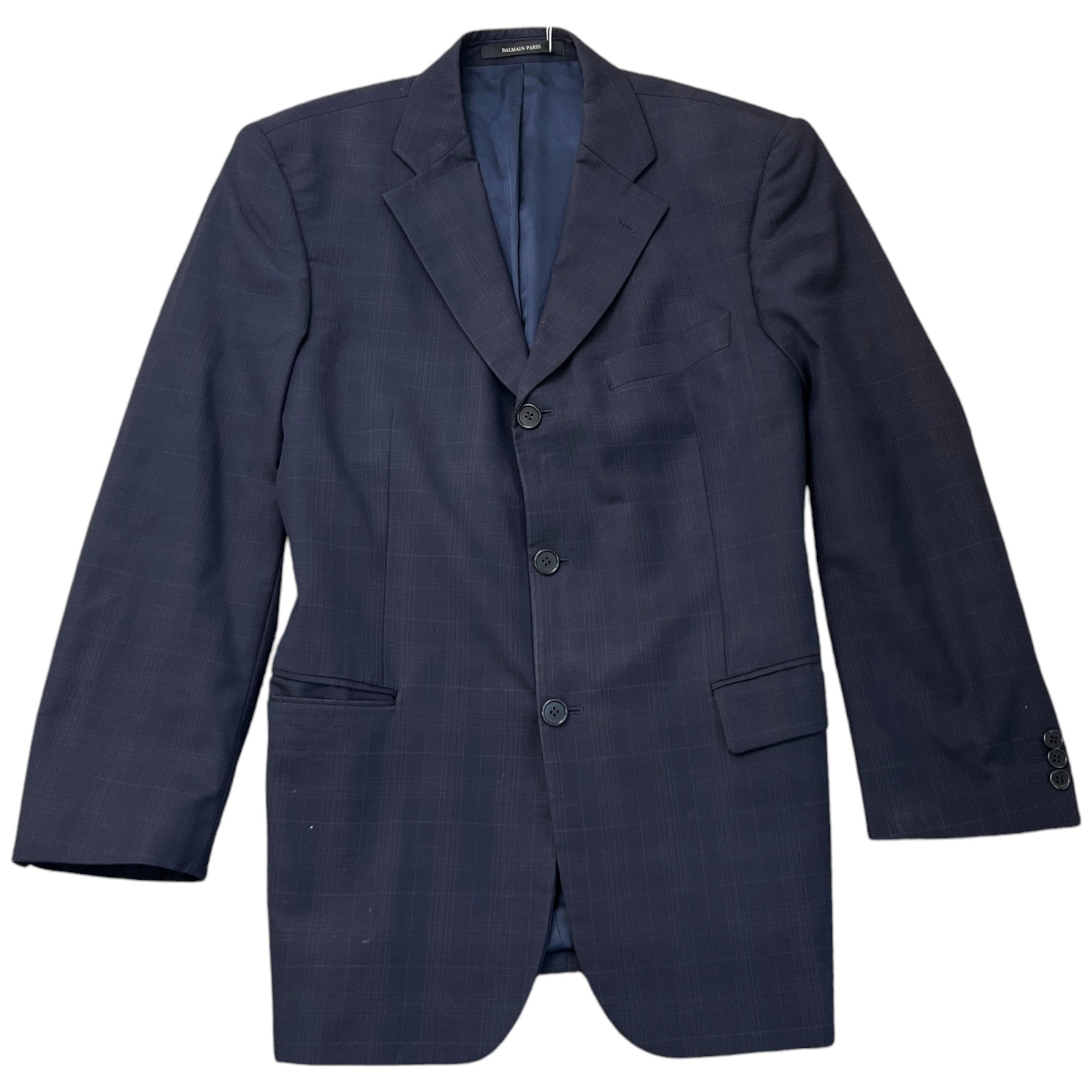 Men's Fine Check Blazer Jacket Navy Size L