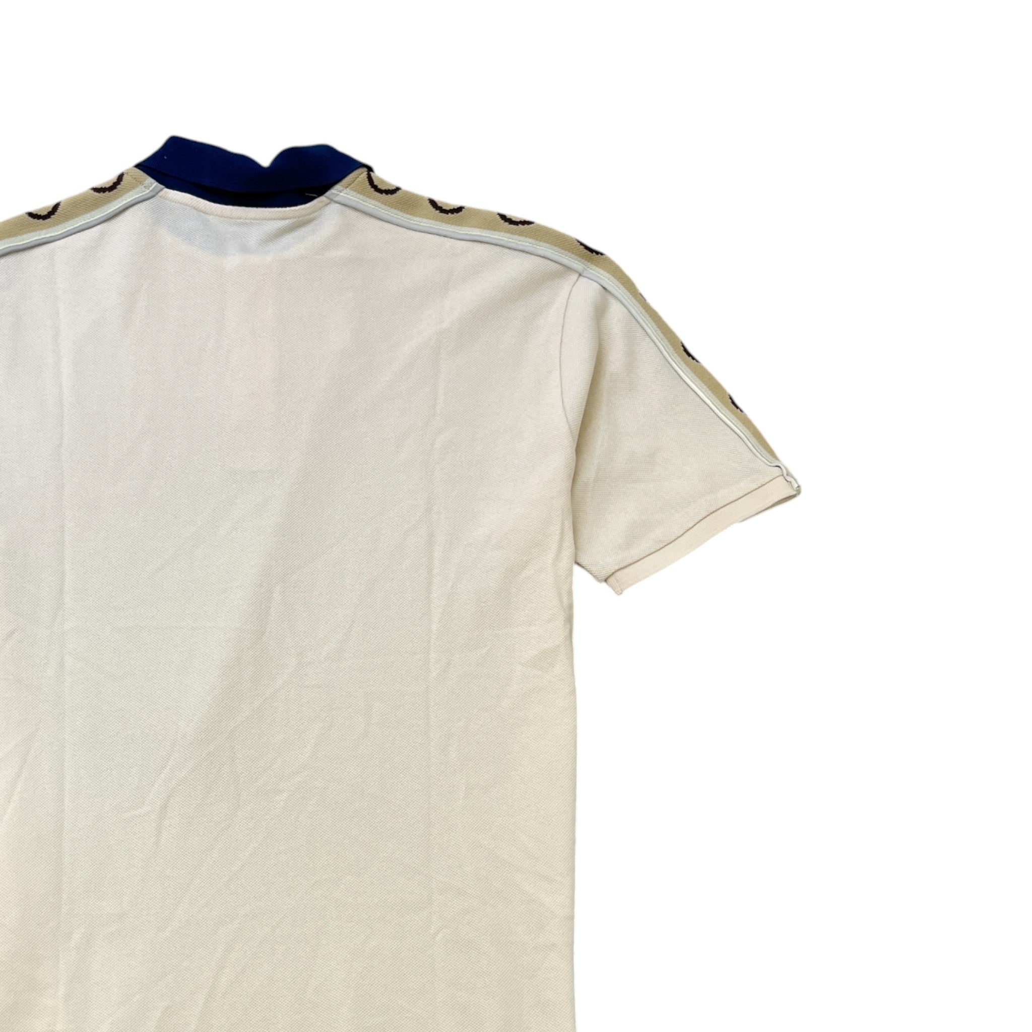 Men's Interlocking G Stripe Polo Shirt Beige Size M