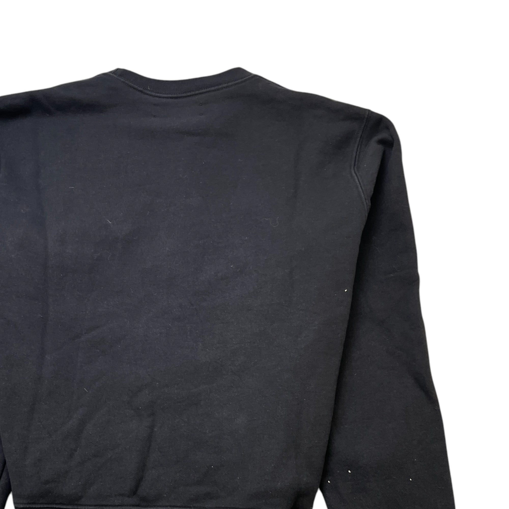 Men's Distressed Logo Print Jumper Black Size L