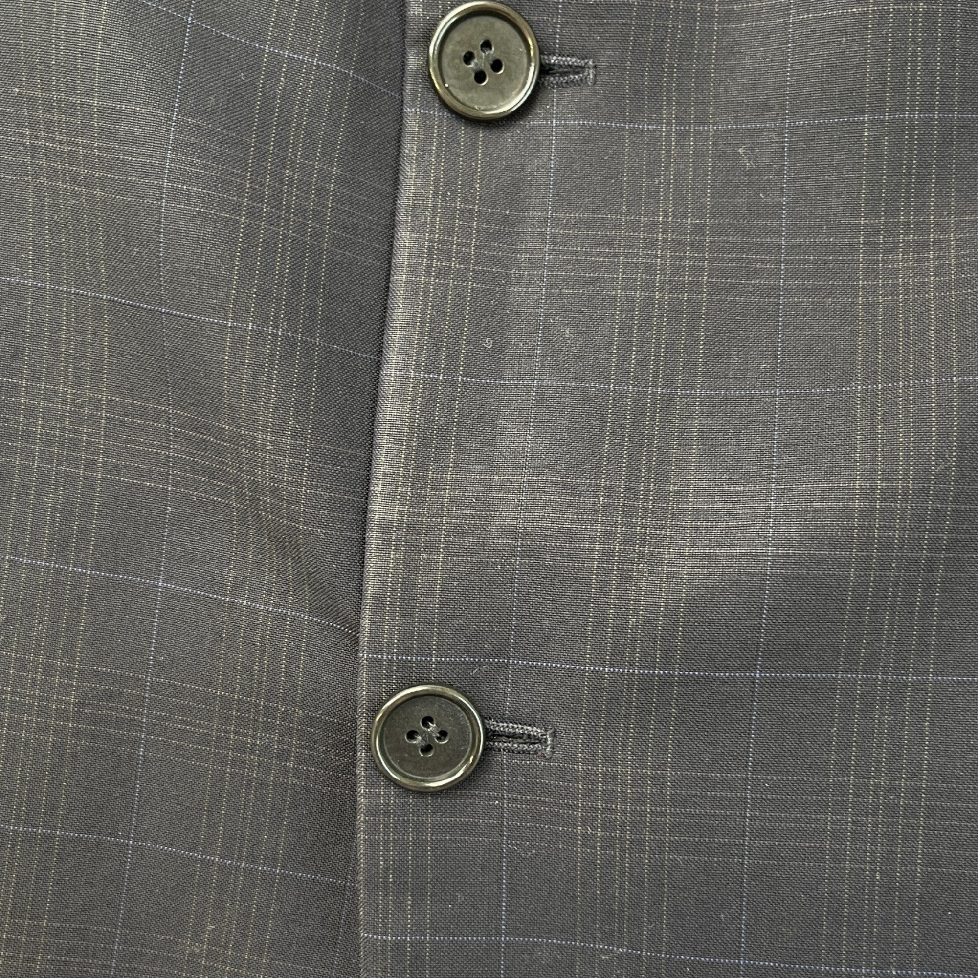 Men's Fine Check Blazer Jacket Navy Size L