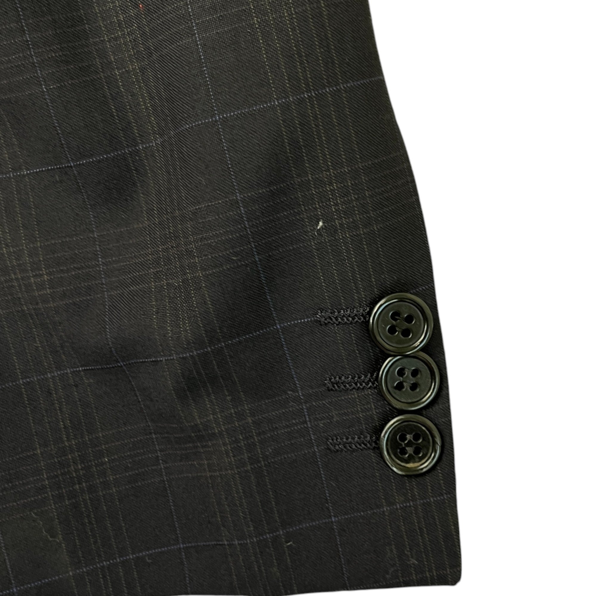 Men's Fine Check Blazer Jacket Navy Size L