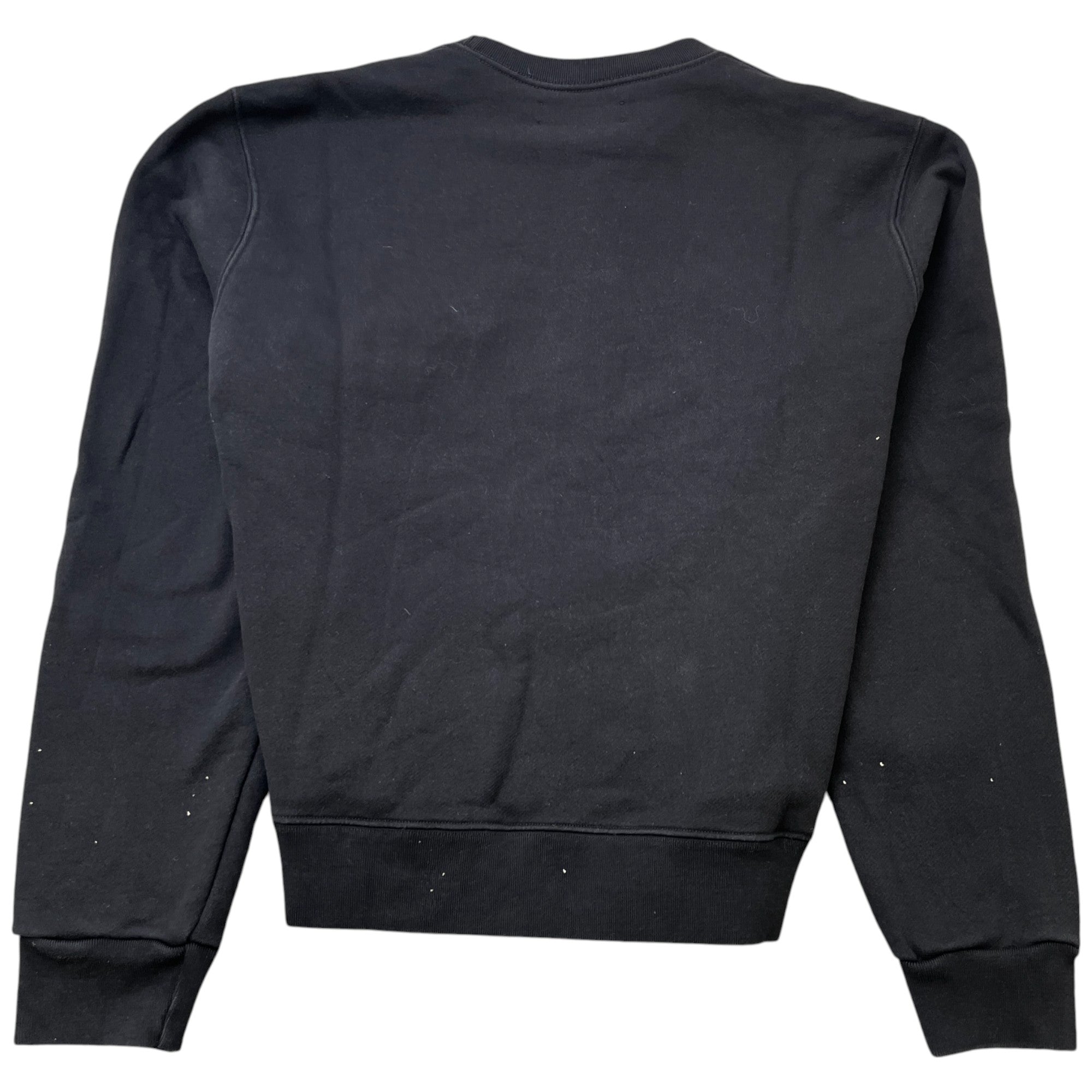 Men's Distressed Logo Print Jumper Black Size L